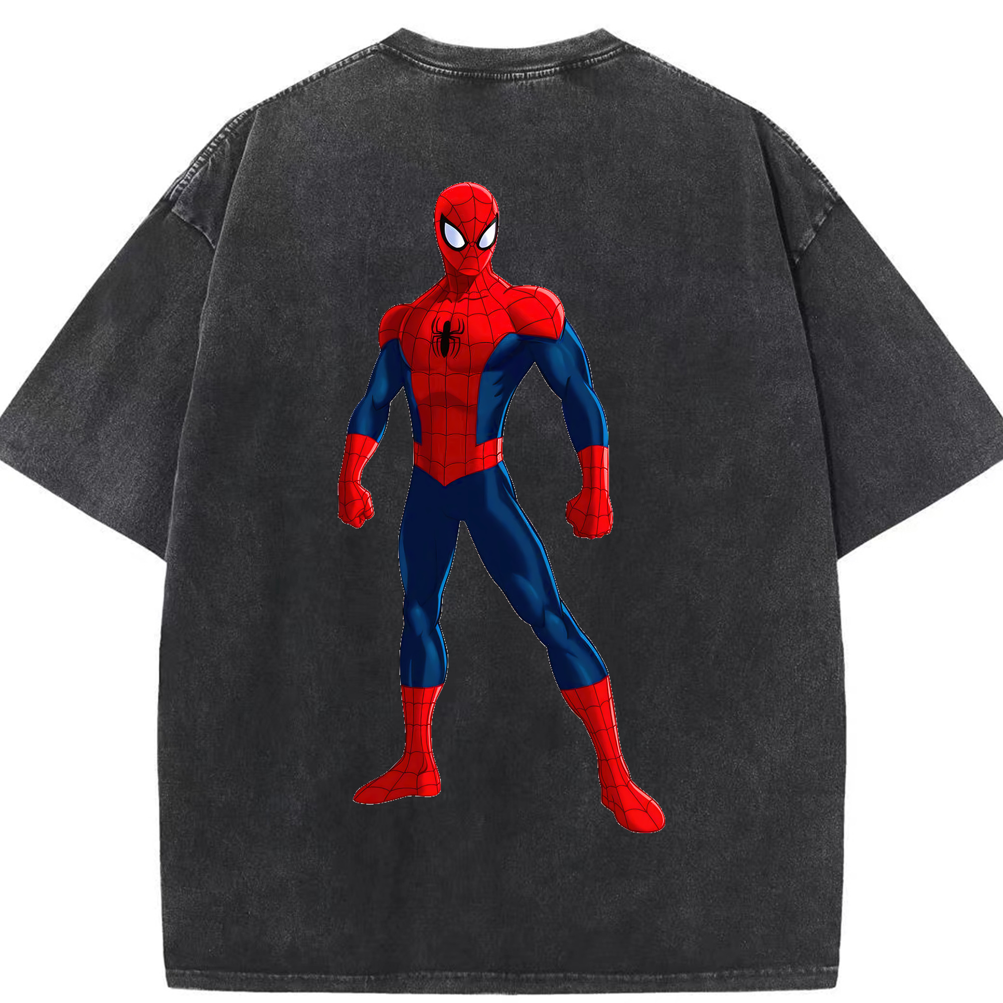 （画像用） Spider Man スパイダーマン 綿100% ヴィンテージ風 半袖Tシャツ（背面プリント）
