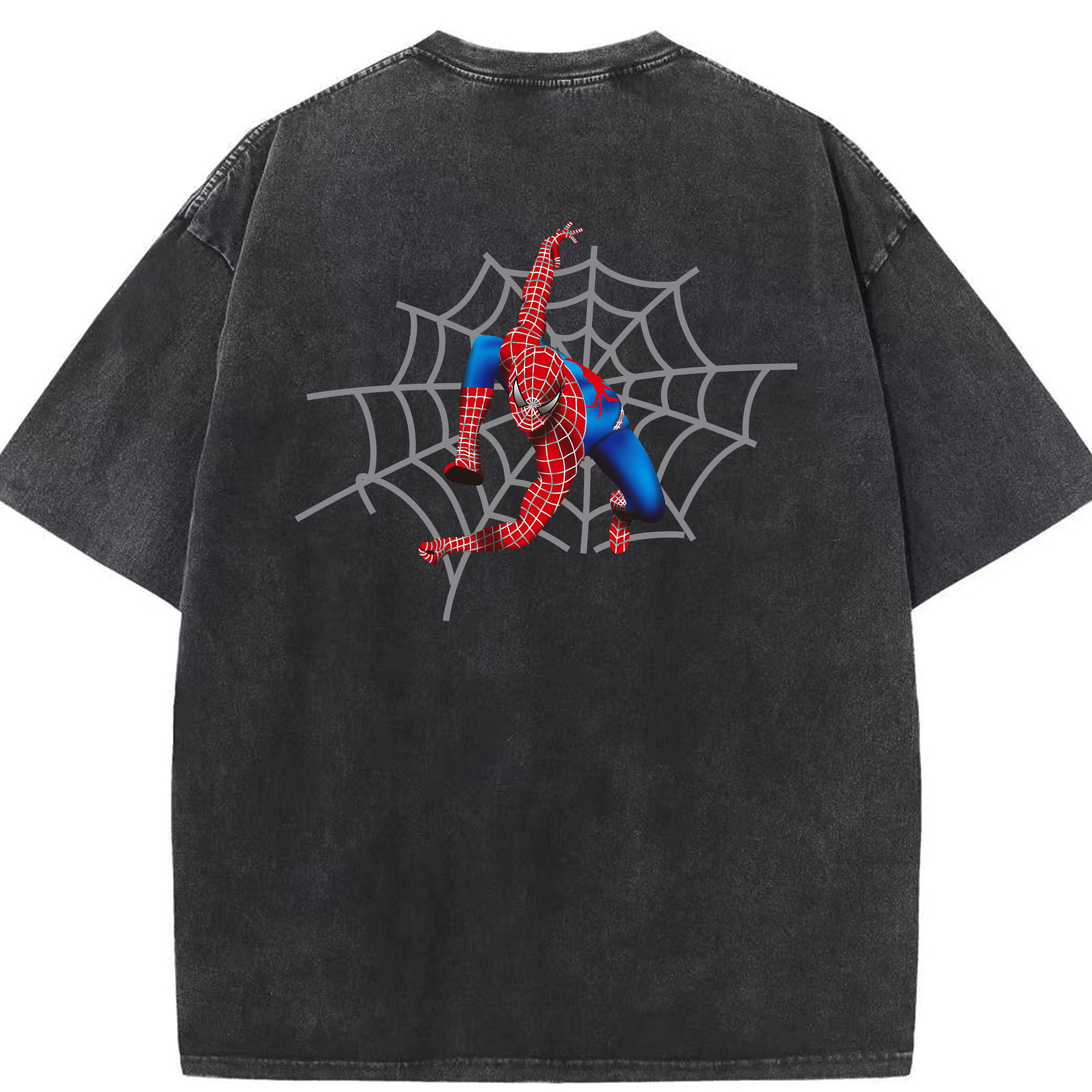 （画像用） Spider Man スパイダーマン 綿100% ヴィンテージ風 半袖Tシャツ（背面プリント）