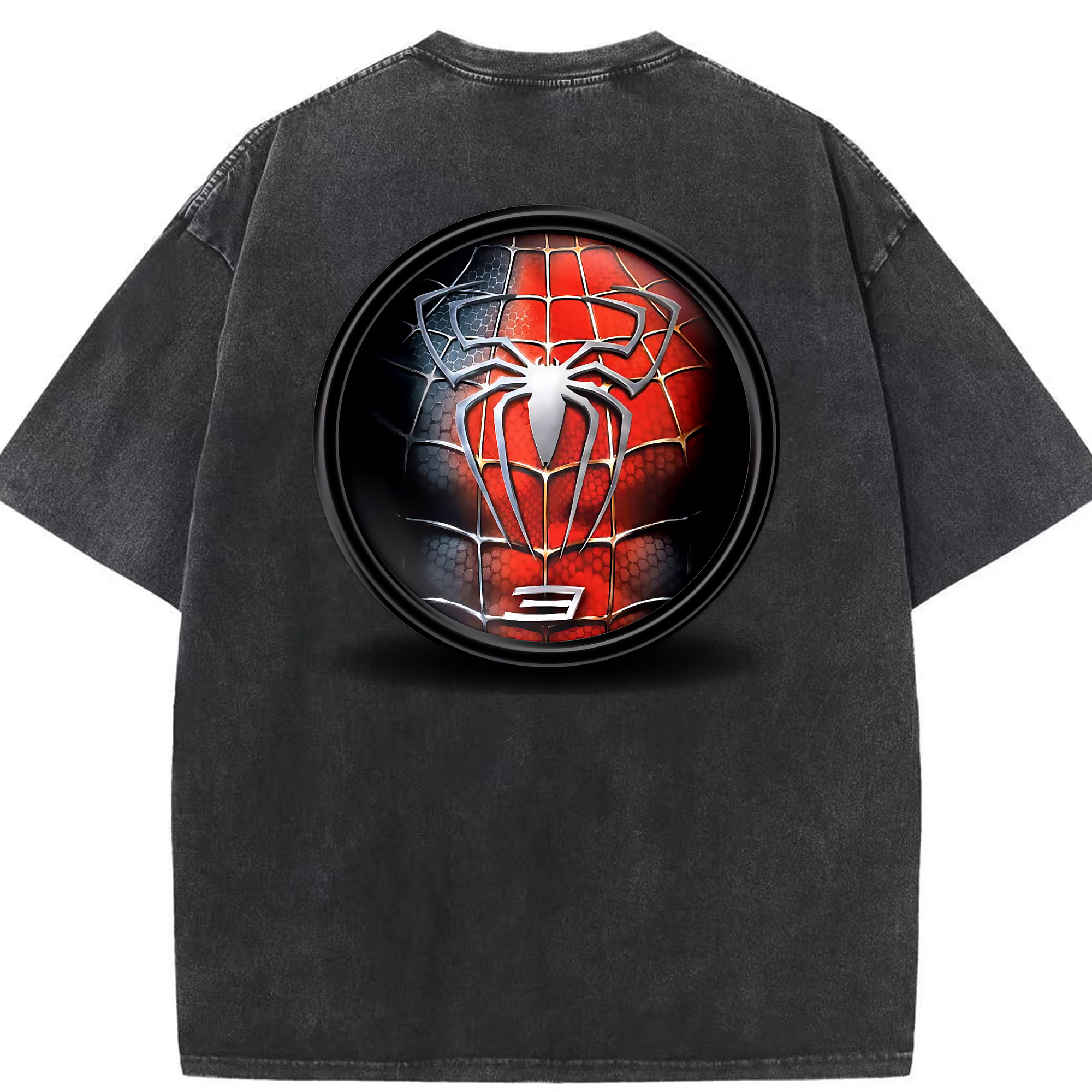 （画像用） Spider Man スパイダーマン 綿100% ヴィンテージ風 半袖Tシャツ（背面プリント）