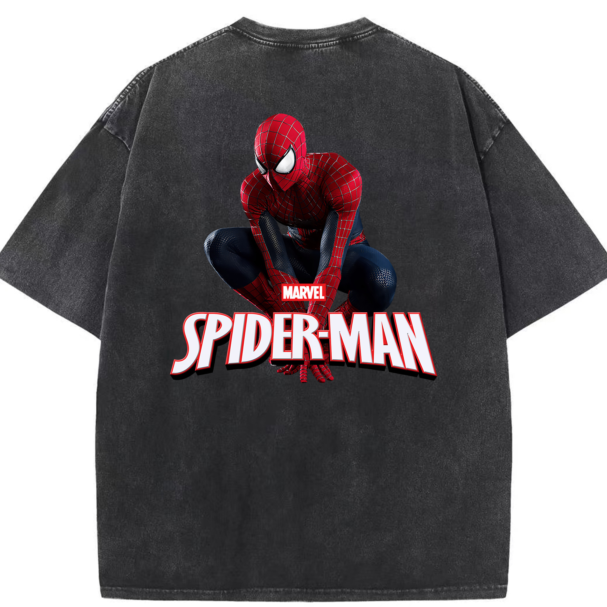 （画像用） Spider Man スパイダーマン 綿100% ヴィンテージ風 半袖Tシャツ（背面プリント）