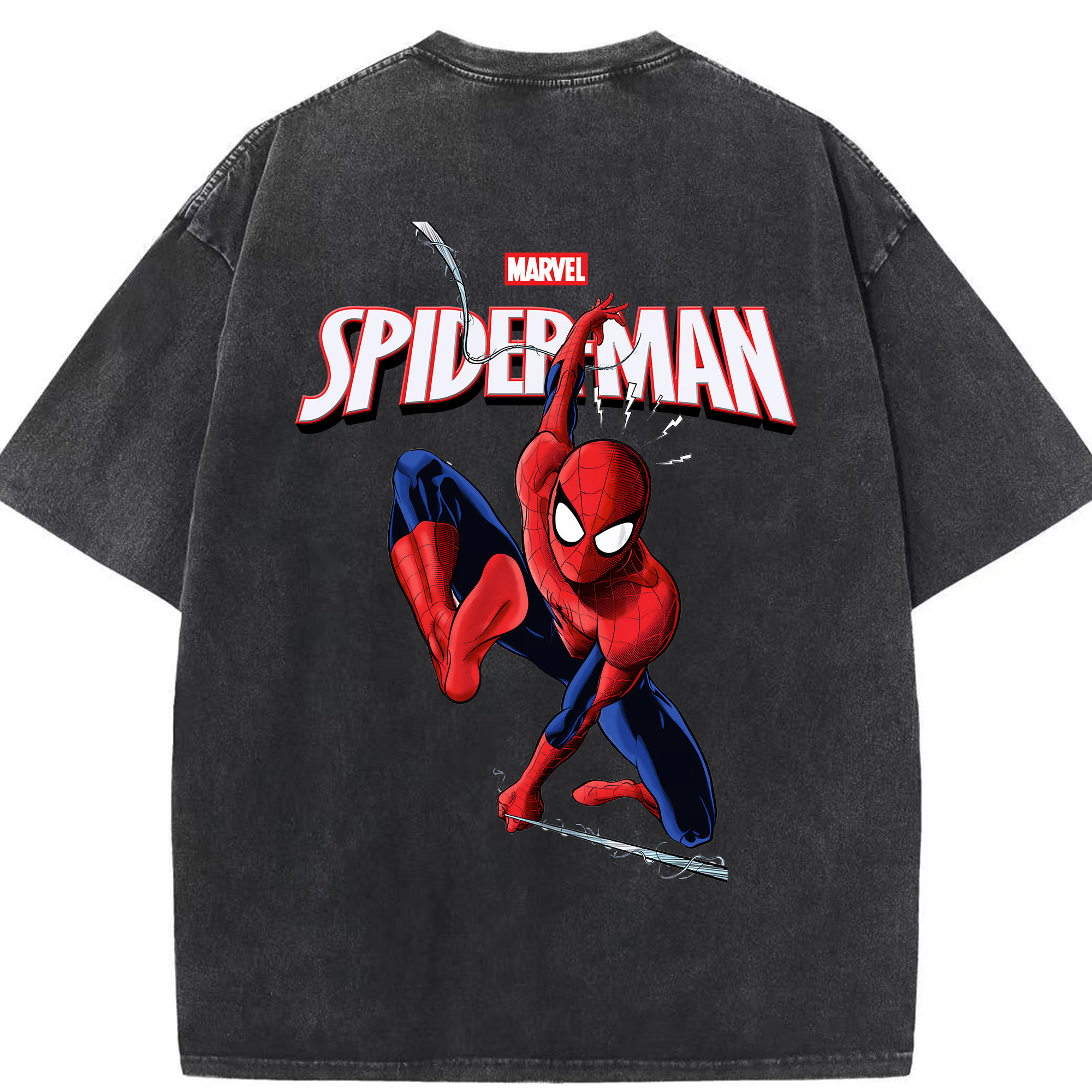 （画像用） Spider Man スパイダーマン 綿100% ヴィンテージ風 半袖Tシャツ（背面プリント）