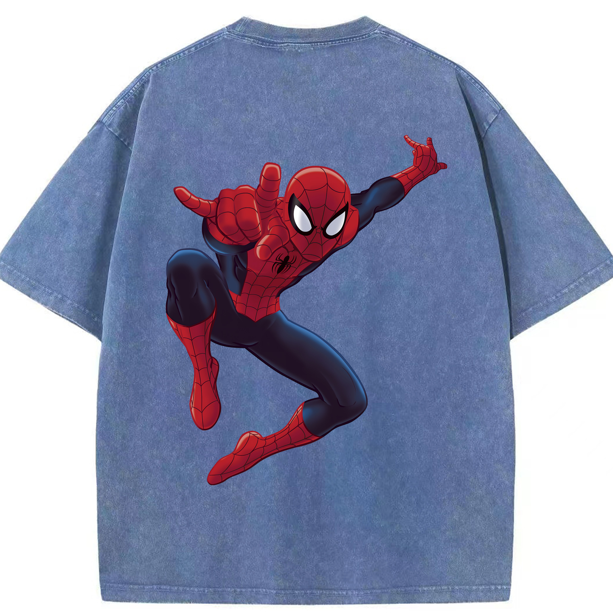 （画像用） Spider Man スパイダーマン 綿100% ヴィンテージ風 半袖Tシャツ（背面プリント）