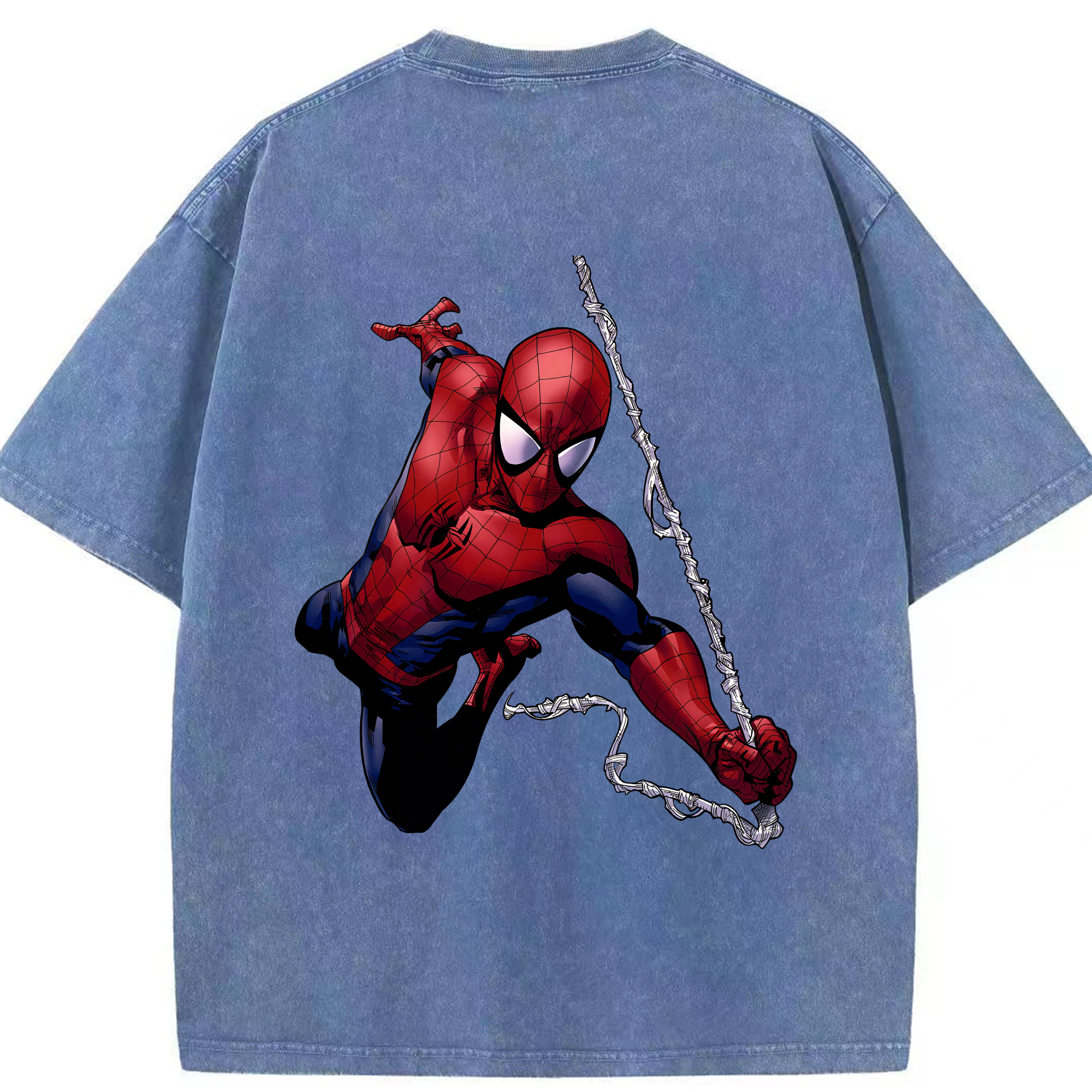 （画像用） Spider Man スパイダーマン 綿100% ヴィンテージ風 半袖Tシャツ（背面プリント）