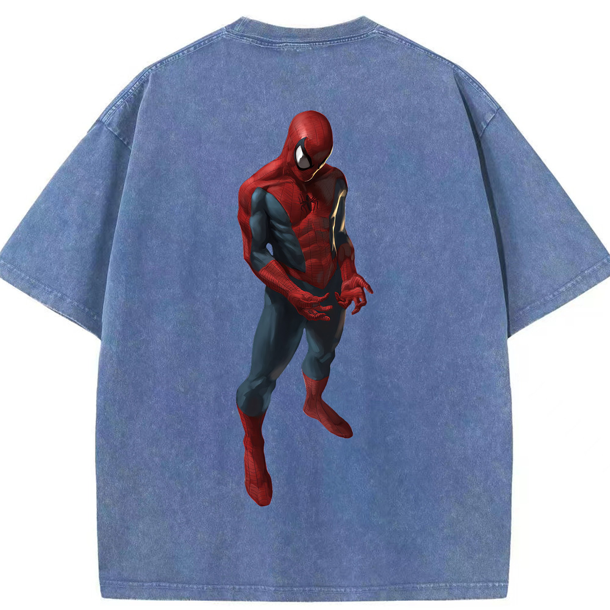 （画像用） Spider Man スパイダーマン 綿100% ヴィンテージ風 半袖Tシャツ（背面プリント）