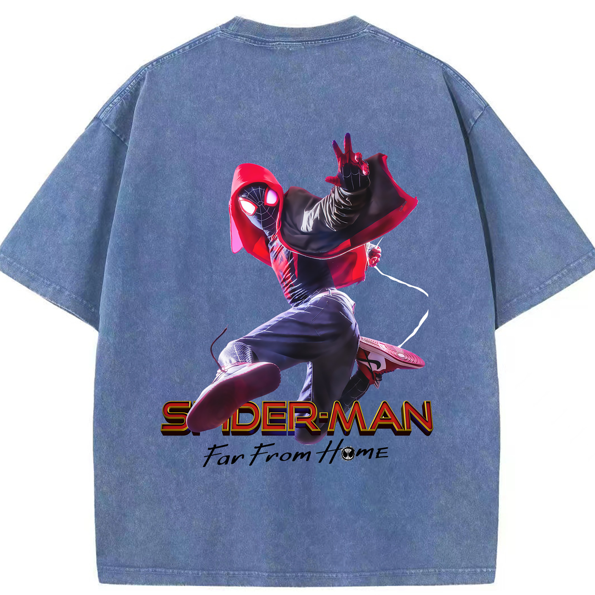 （画像用） Spider Man スパイダーマン 綿100% ヴィンテージ風 半袖Tシャツ（背面プリント）