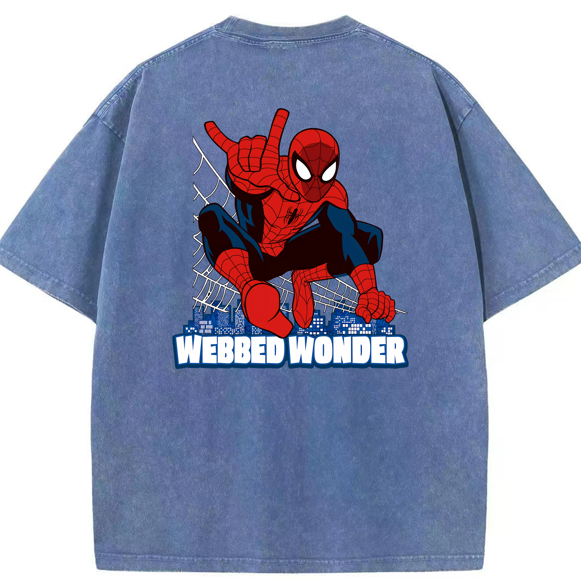 （画像用） Spider Man スパイダーマン 綿100% ヴィンテージ風 半袖Tシャツ（背面プリント）