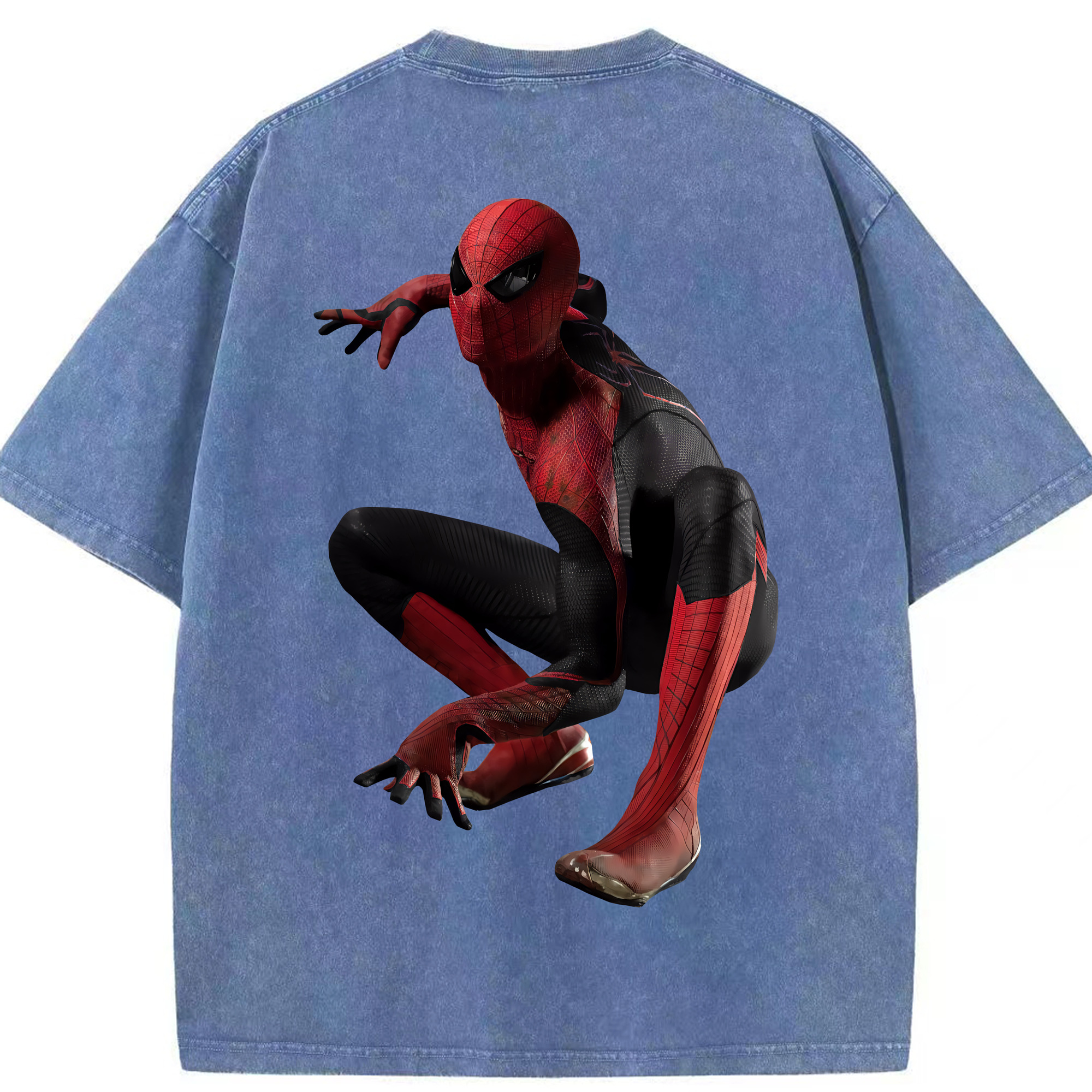 （画像用） Spider Man スパイダーマン 綿100% ヴィンテージ風 半袖Tシャツ（背面プリント）