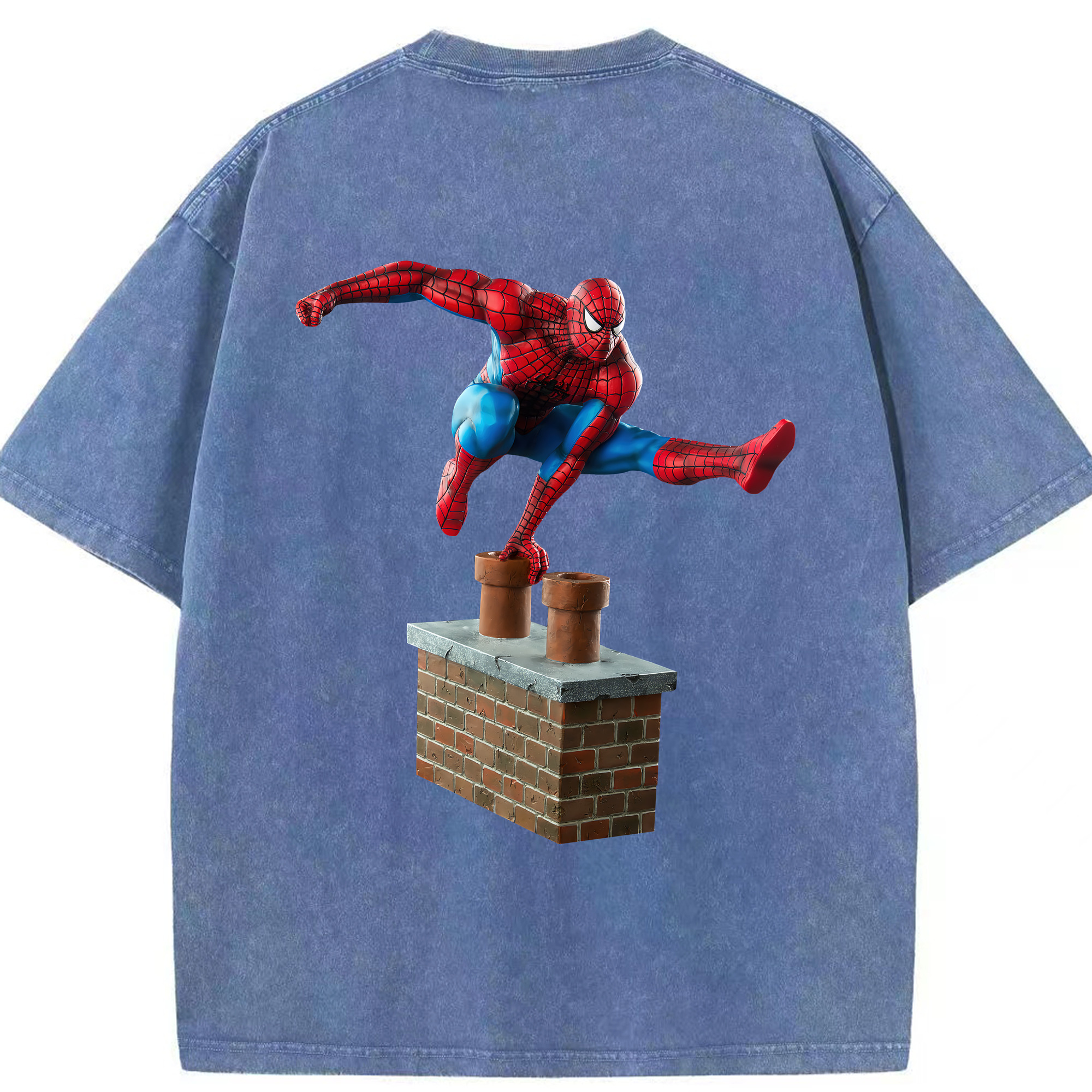 （画像用） Spider Man スパイダーマン 綿100% ヴィンテージ風 半袖Tシャツ（背面プリント）