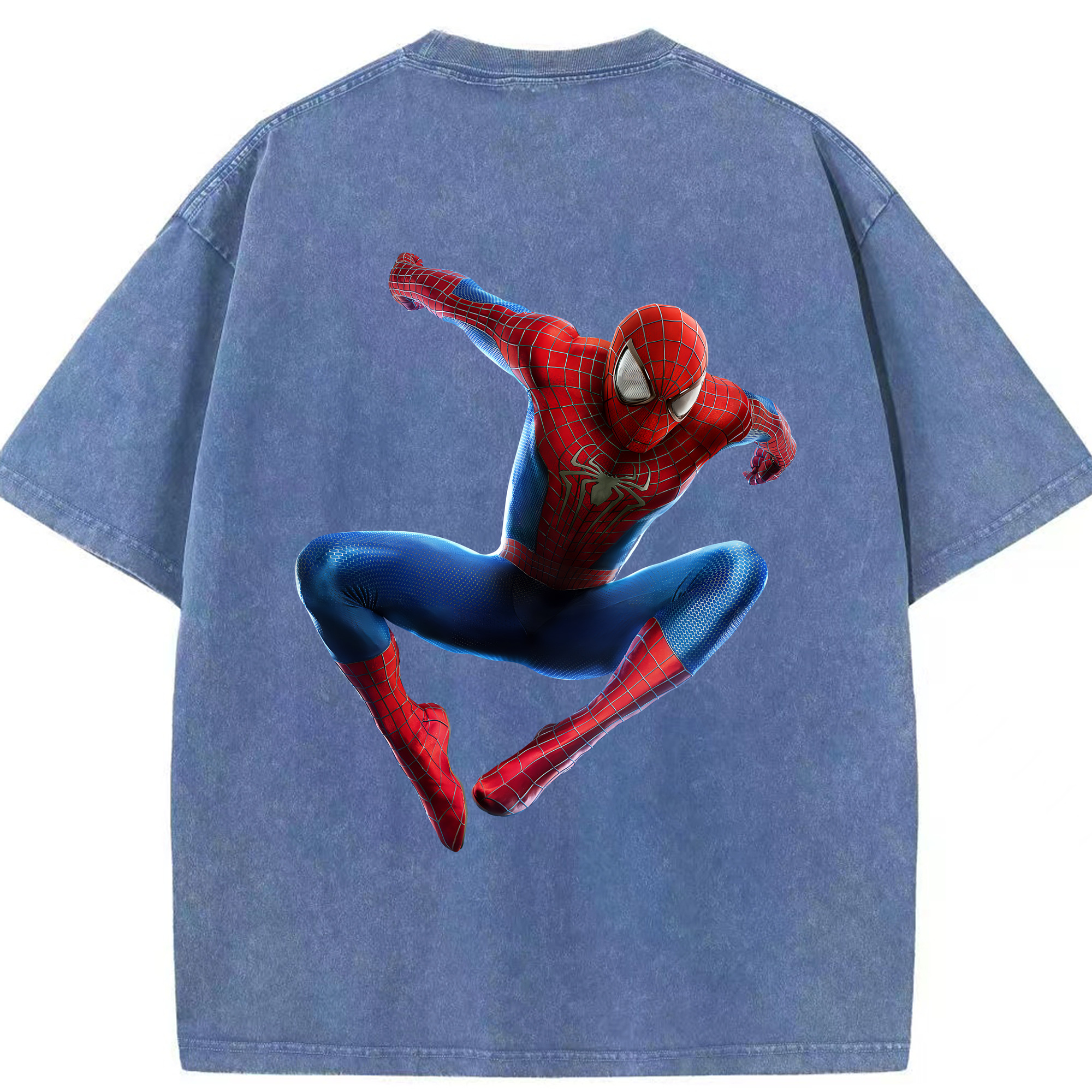 （画像用） Spider Man スパイダーマン 綿100% ヴィンテージ風 半袖Tシャツ（背面プリント）