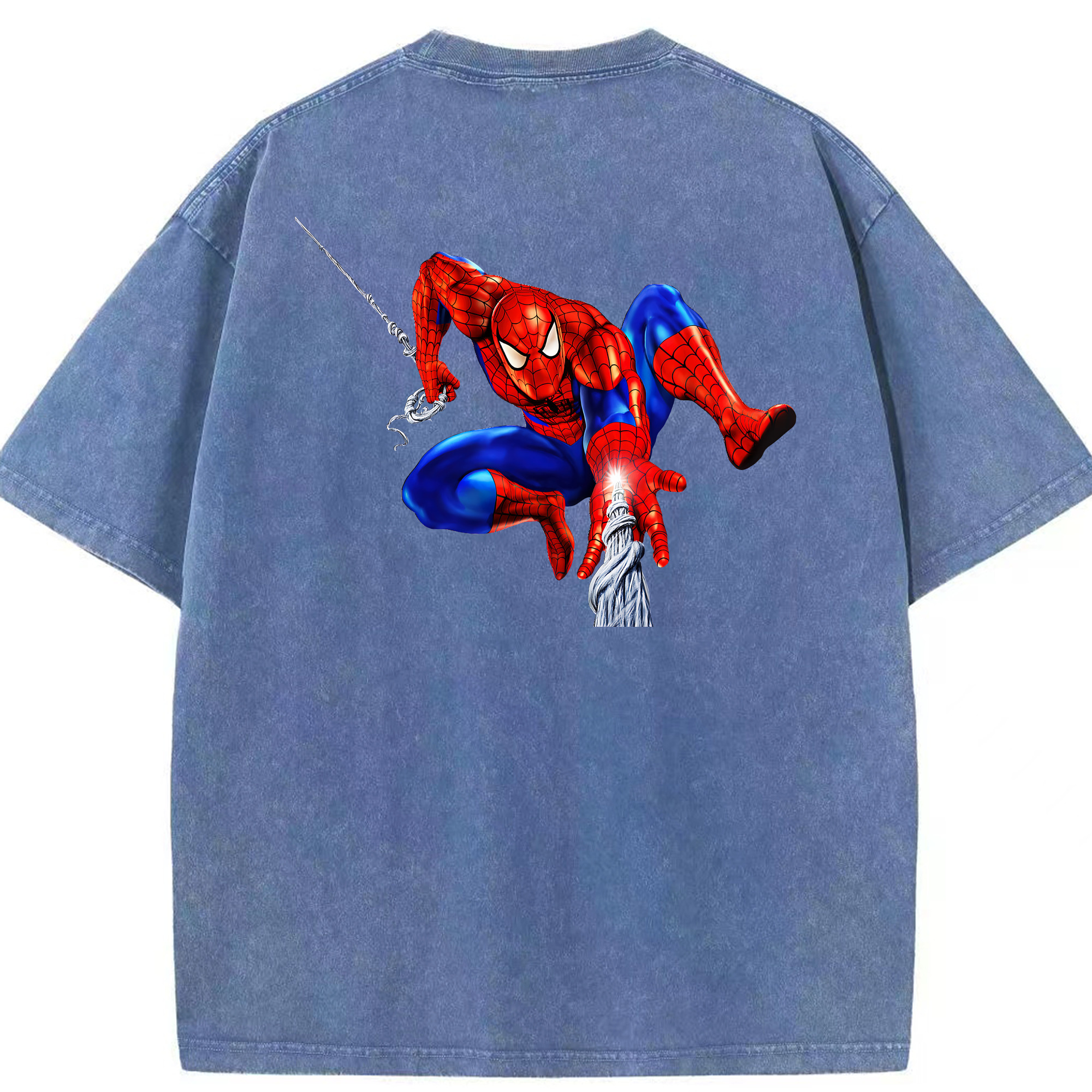 （画像用） Spider Man スパイダーマン 綿100% ヴィンテージ風 半袖Tシャツ（背面プリント）