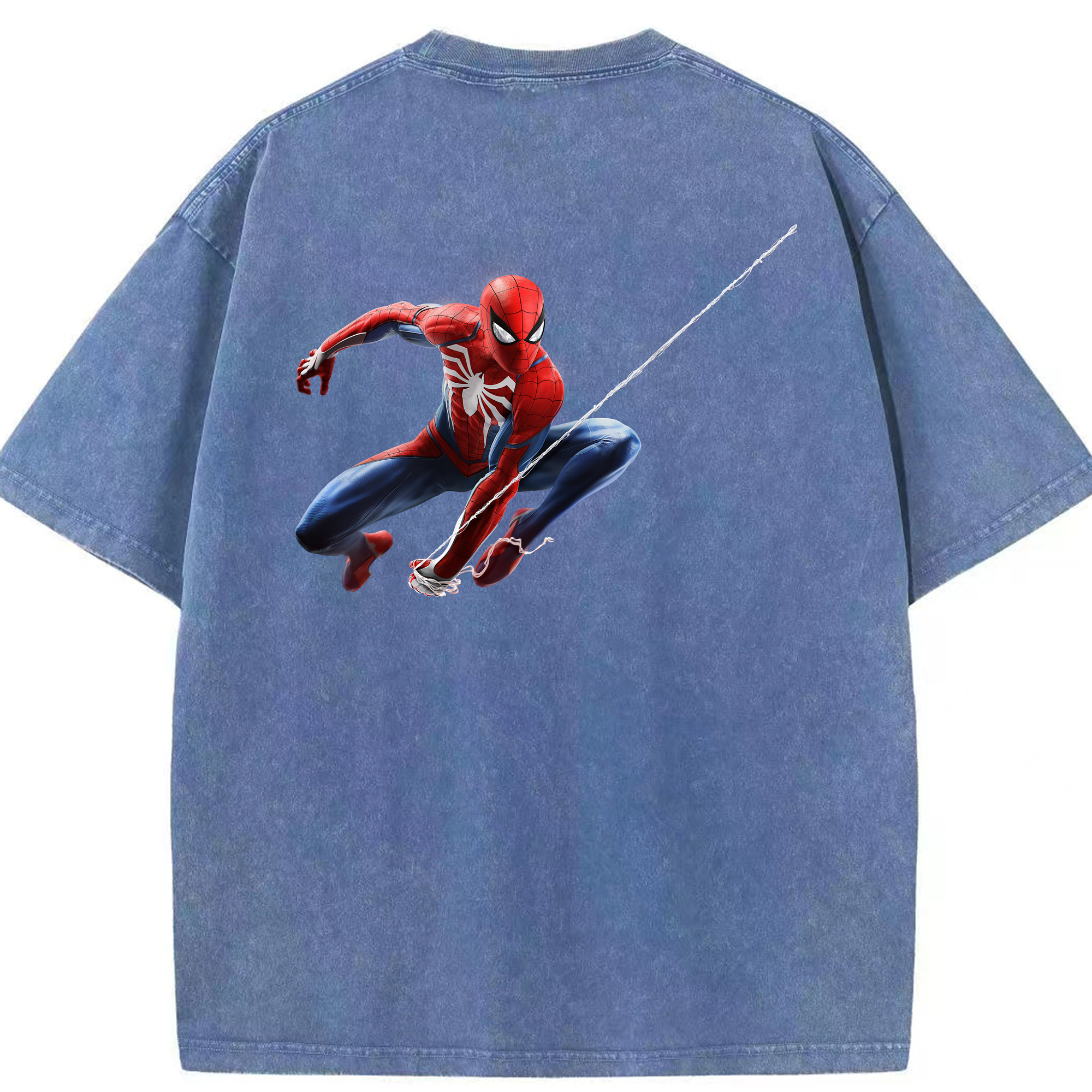 （画像用） Spider Man スパイダーマン 綿100% ヴィンテージ風 半袖Tシャツ（背面プリント）