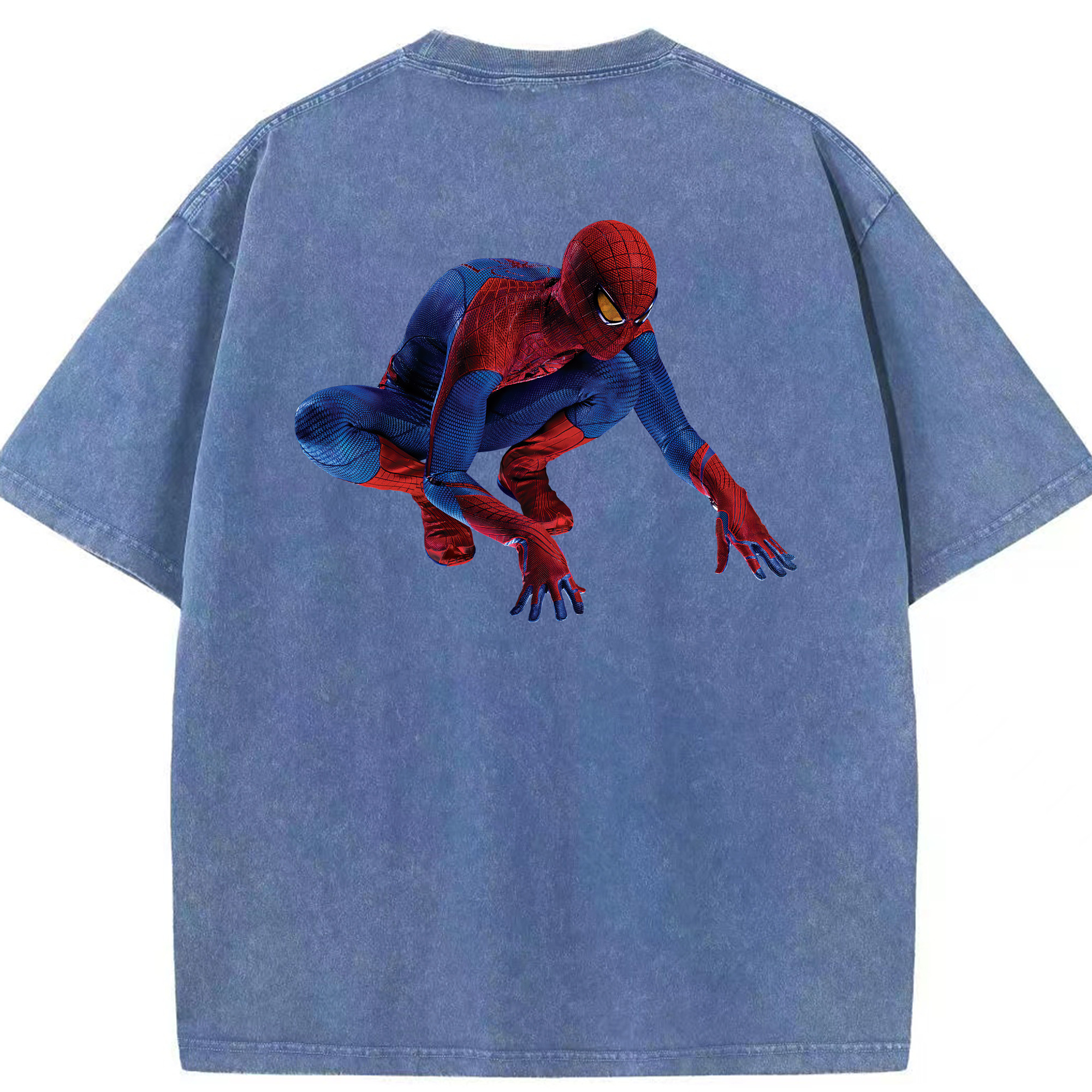 （画像用） Spider Man スパイダーマン 綿100% ヴィンテージ風 半袖Tシャツ（背面プリント）