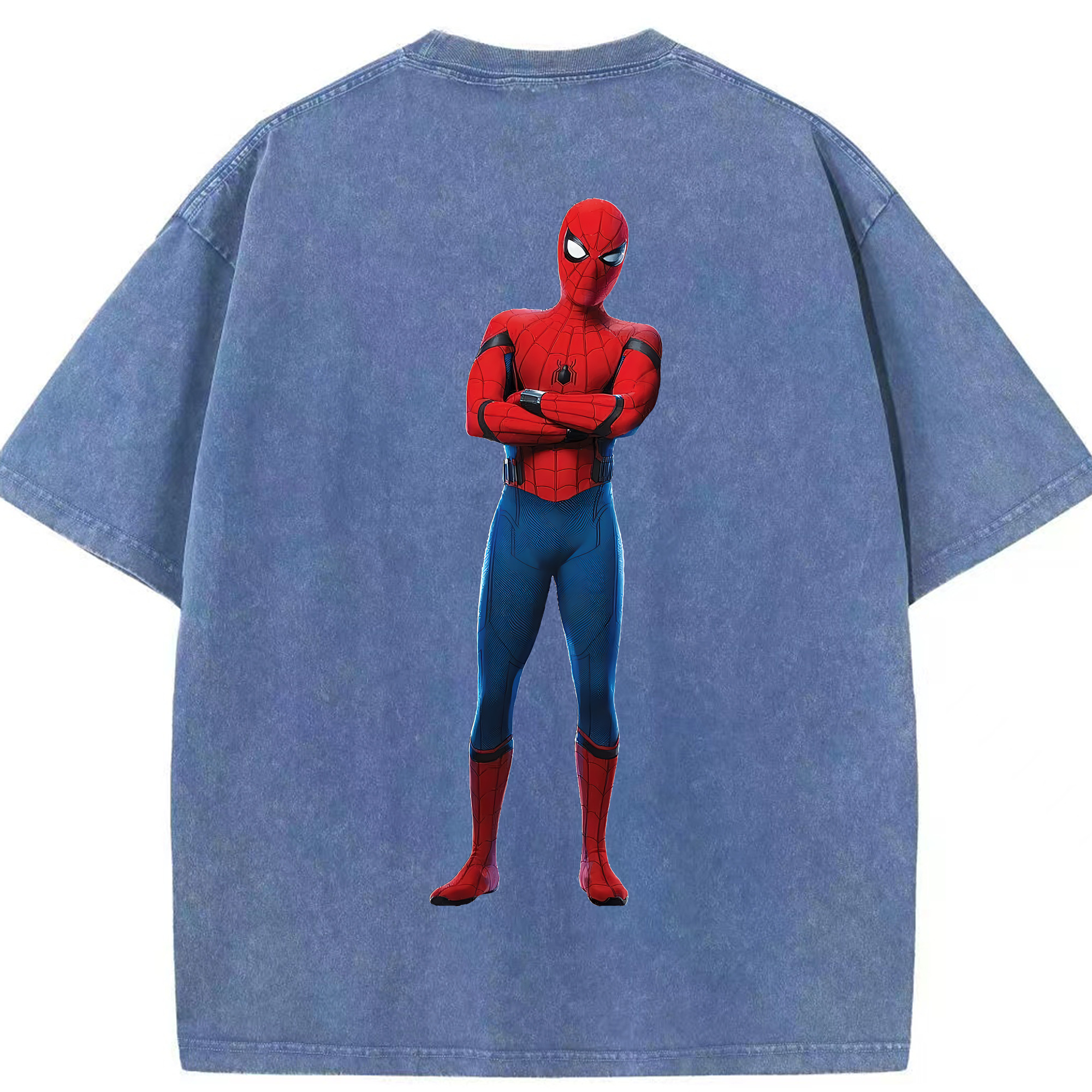 （画像用） Spider Man スパイダーマン 綿100% ヴィンテージ風 半袖Tシャツ（背面プリント）