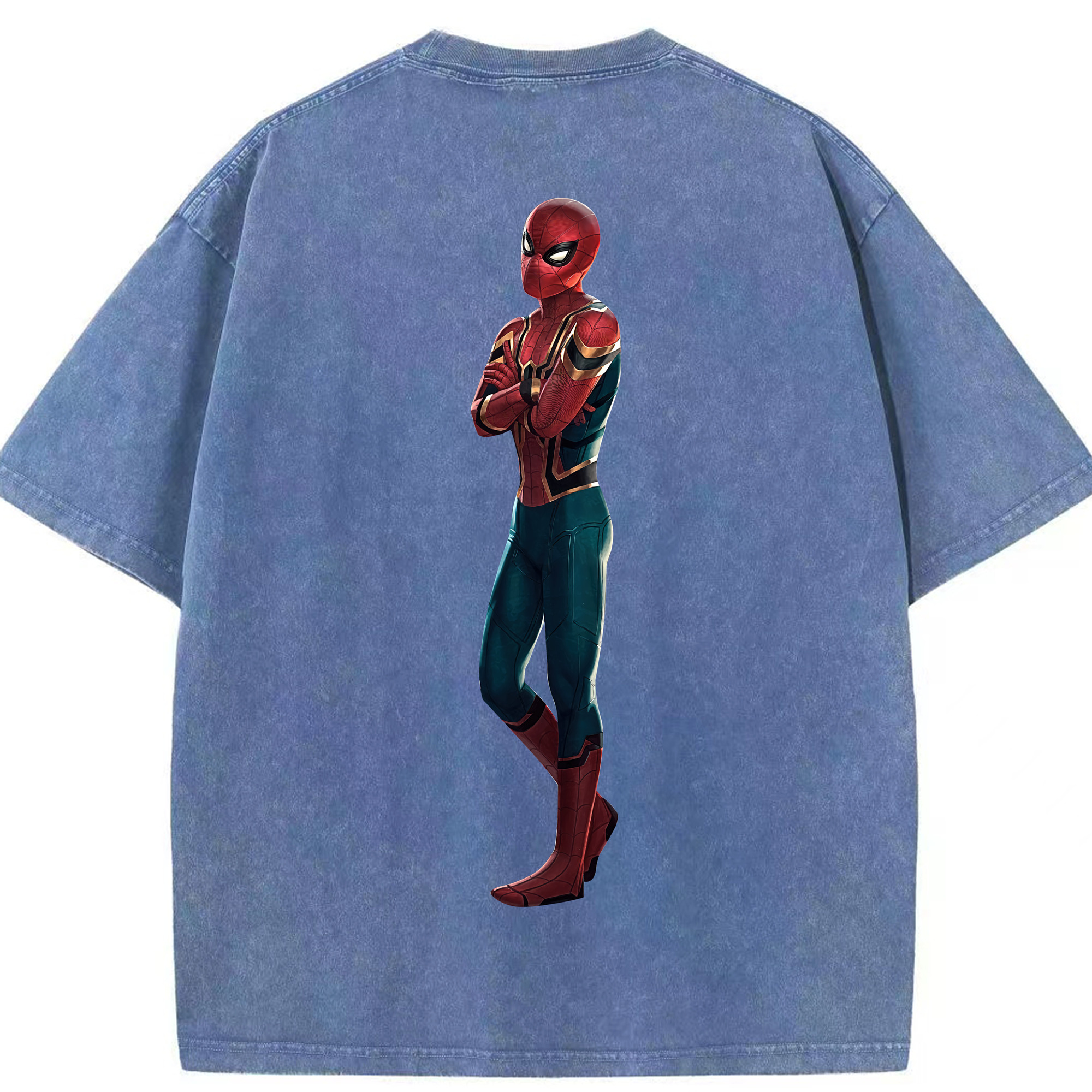 （画像用） Spider Man スパイダーマン 綿100% ヴィンテージ風 半袖Tシャツ（背面プリント）
