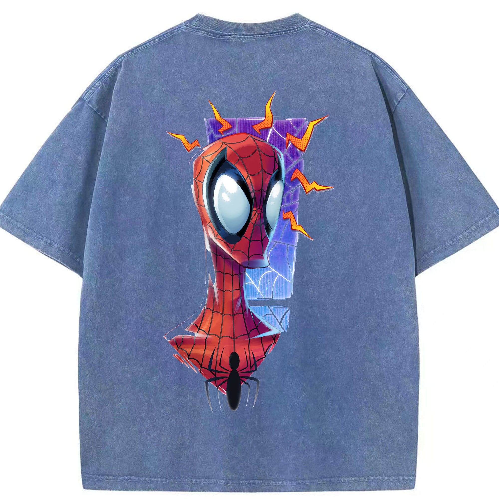 （画像用） Spider Man スパイダーマン 綿100% ヴィンテージ風 半袖Tシャツ（背面プリント）