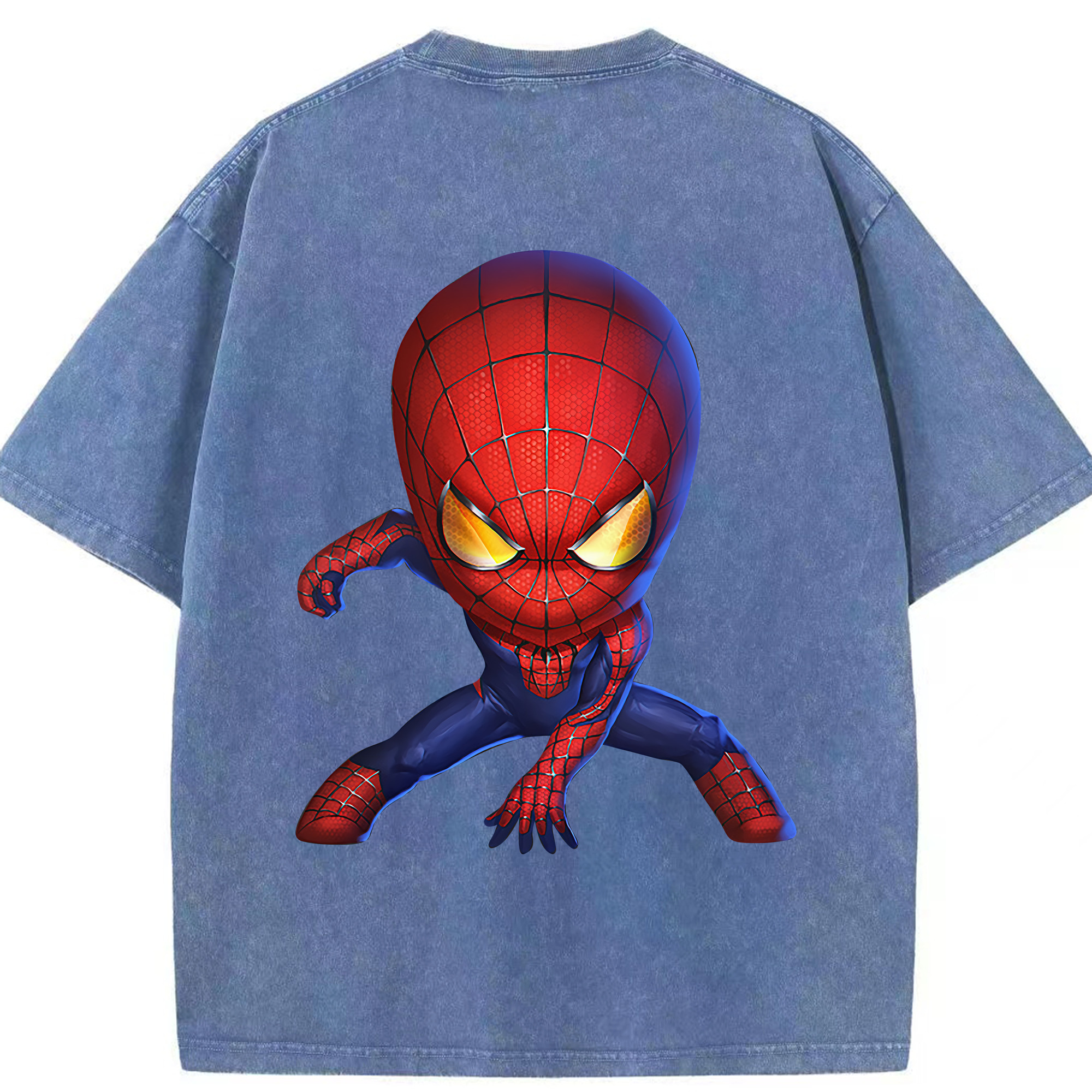 （画像用） Spider Man スパイダーマン 綿100% ヴィンテージ風 半袖Tシャツ（背面プリント）