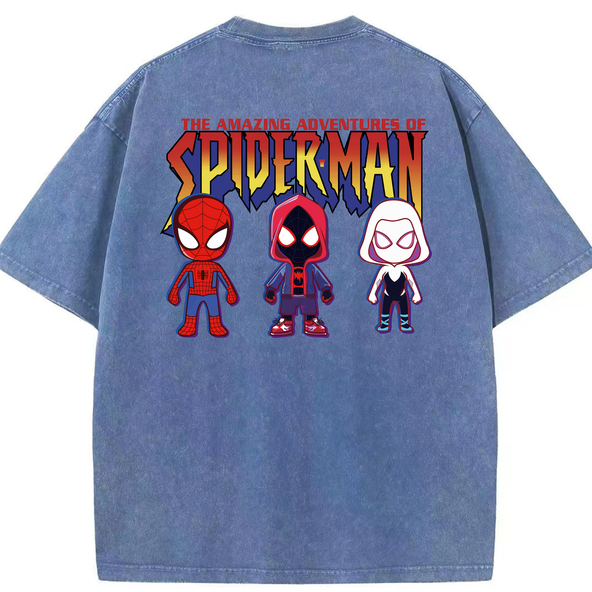 （画像用） Spider Man スパイダーマン 綿100% ヴィンテージ風 半袖Tシャツ（背面プリント）