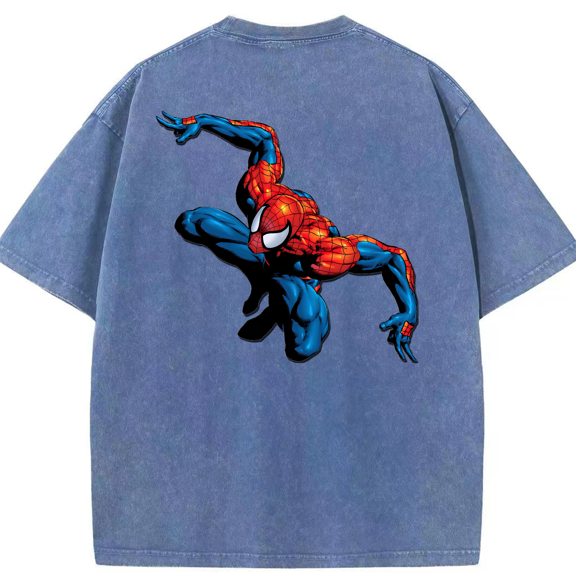 （画像用） Spider Man スパイダーマン 綿100% ヴィンテージ風 半袖Tシャツ（背面プリント）