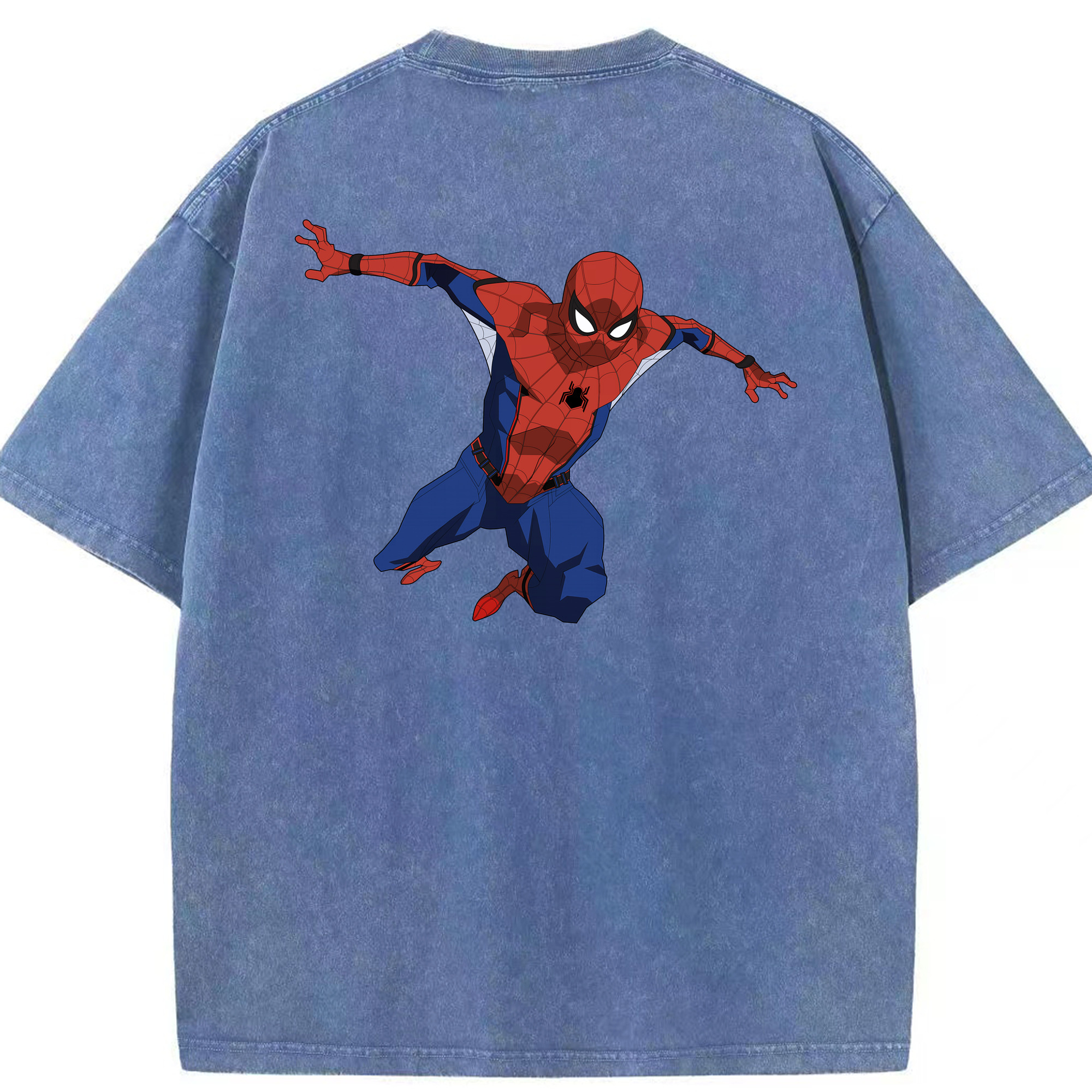 （画像用） Spider Man スパイダーマン 綿100% ヴィンテージ風 半袖Tシャツ（背面プリント）