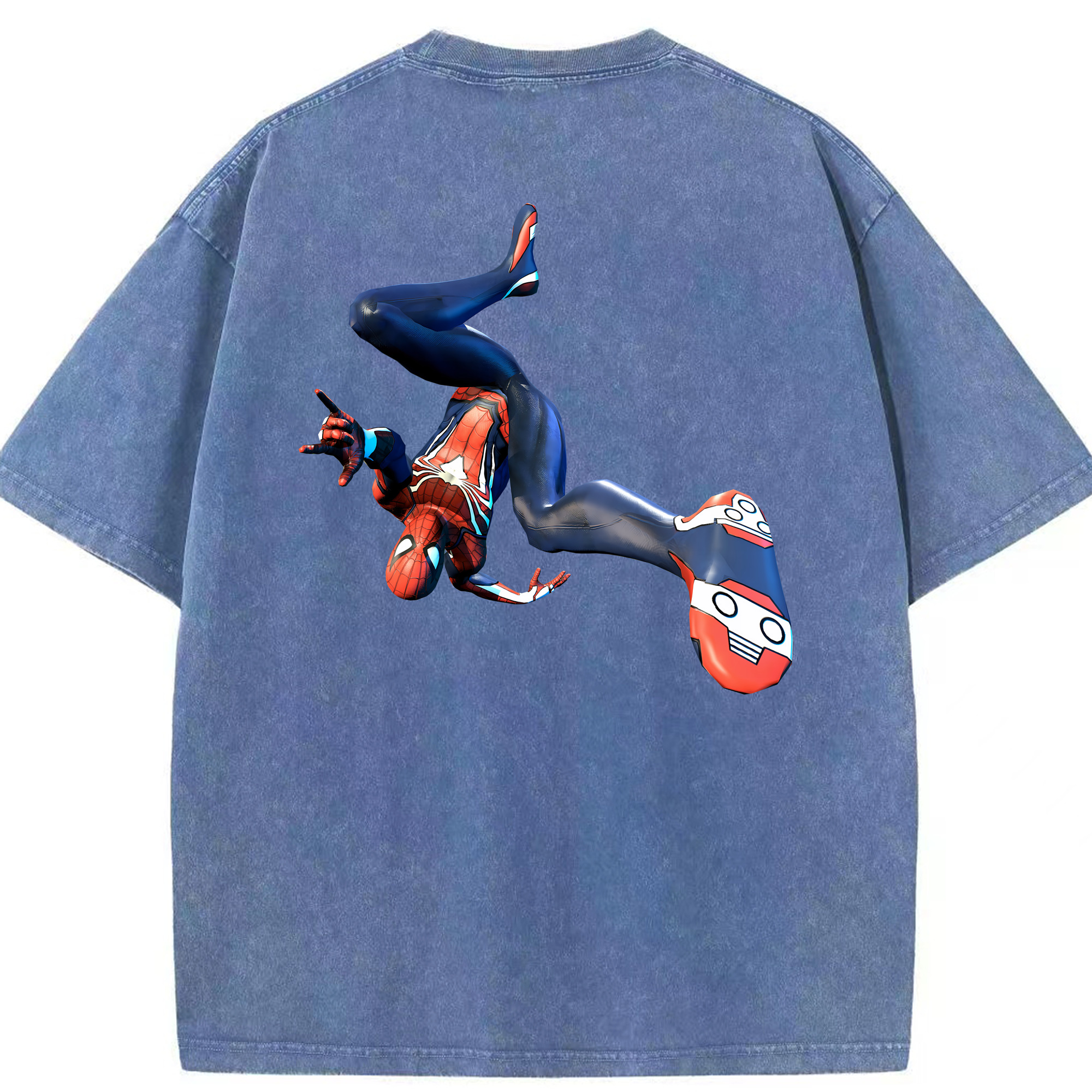 （画像用） Spider Man スパイダーマン 綿100% ヴィンテージ風 半袖Tシャツ（背面プリント）
