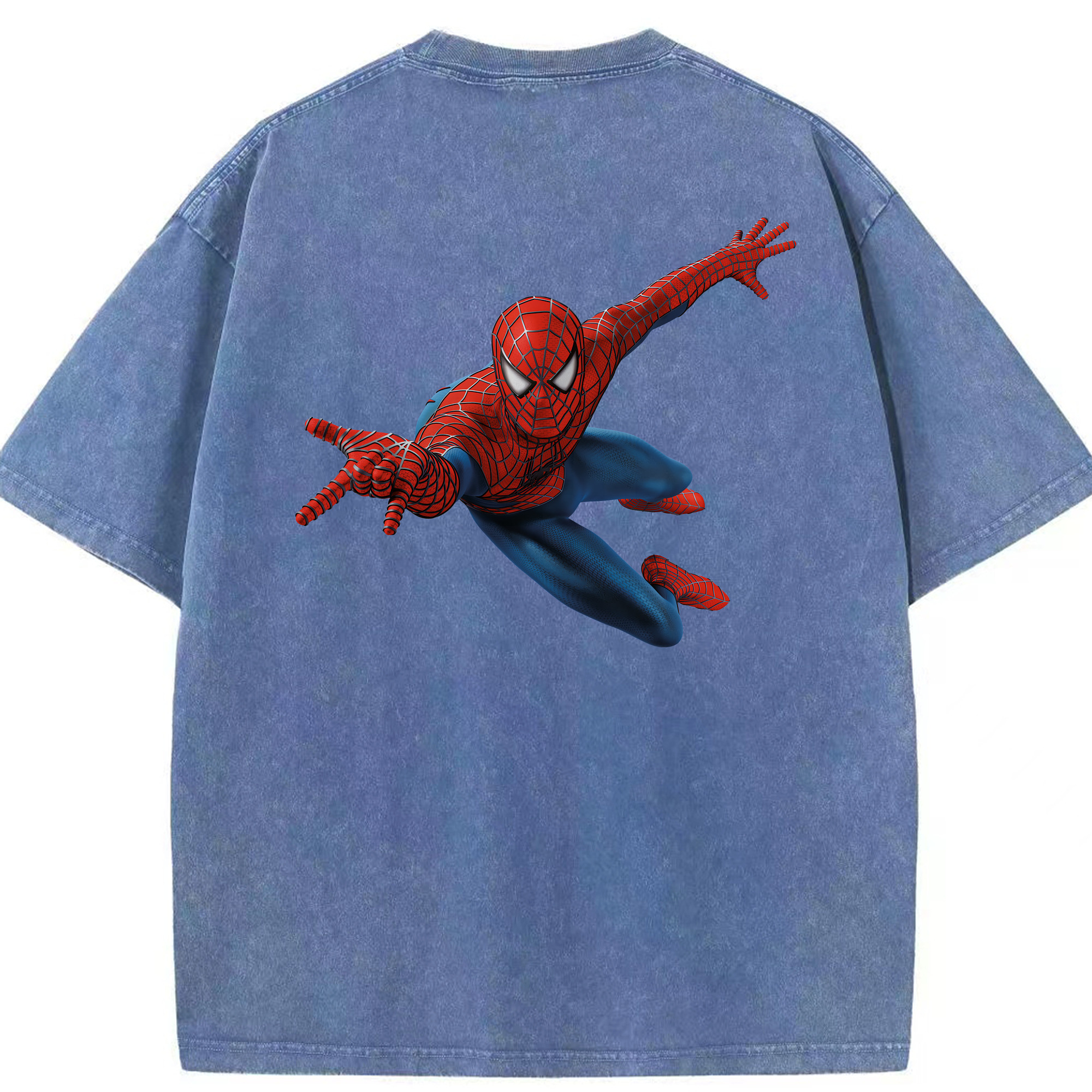 （画像用） Spider Man スパイダーマン 綿100% ヴィンテージ風 半袖Tシャツ（背面プリント）