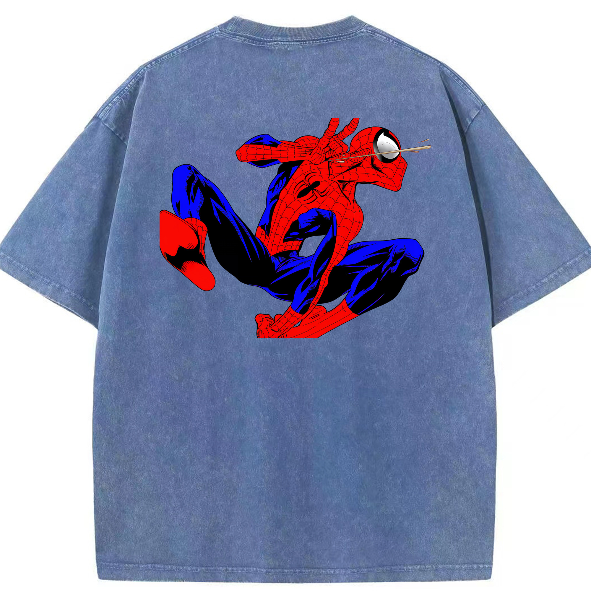 （画像用） Spider Man スパイダーマン 綿100% ヴィンテージ風 半袖Tシャツ（背面プリント）