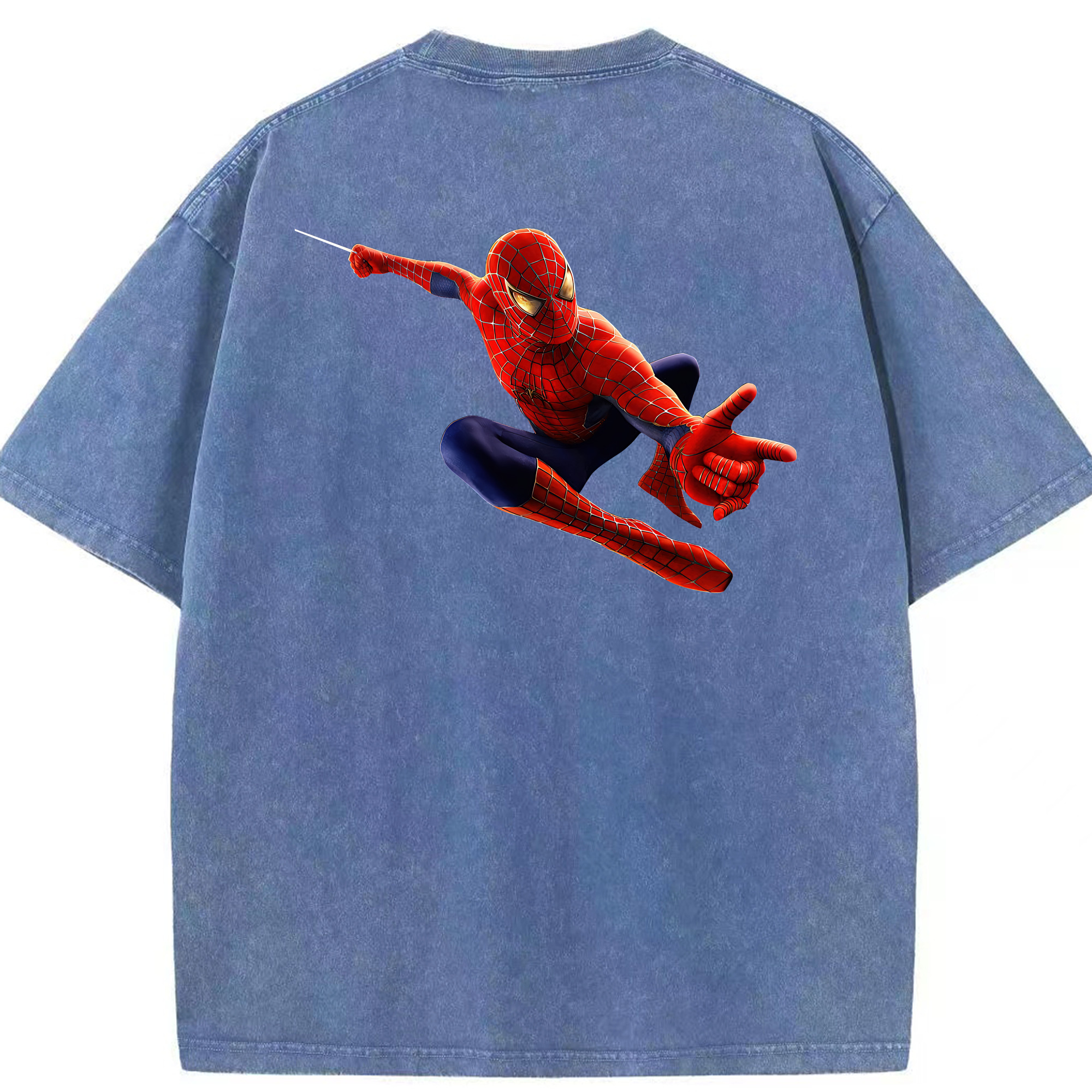 （画像用） Spider Man スパイダーマン 綿100% ヴィンテージ風 半袖Tシャツ（背面プリント）