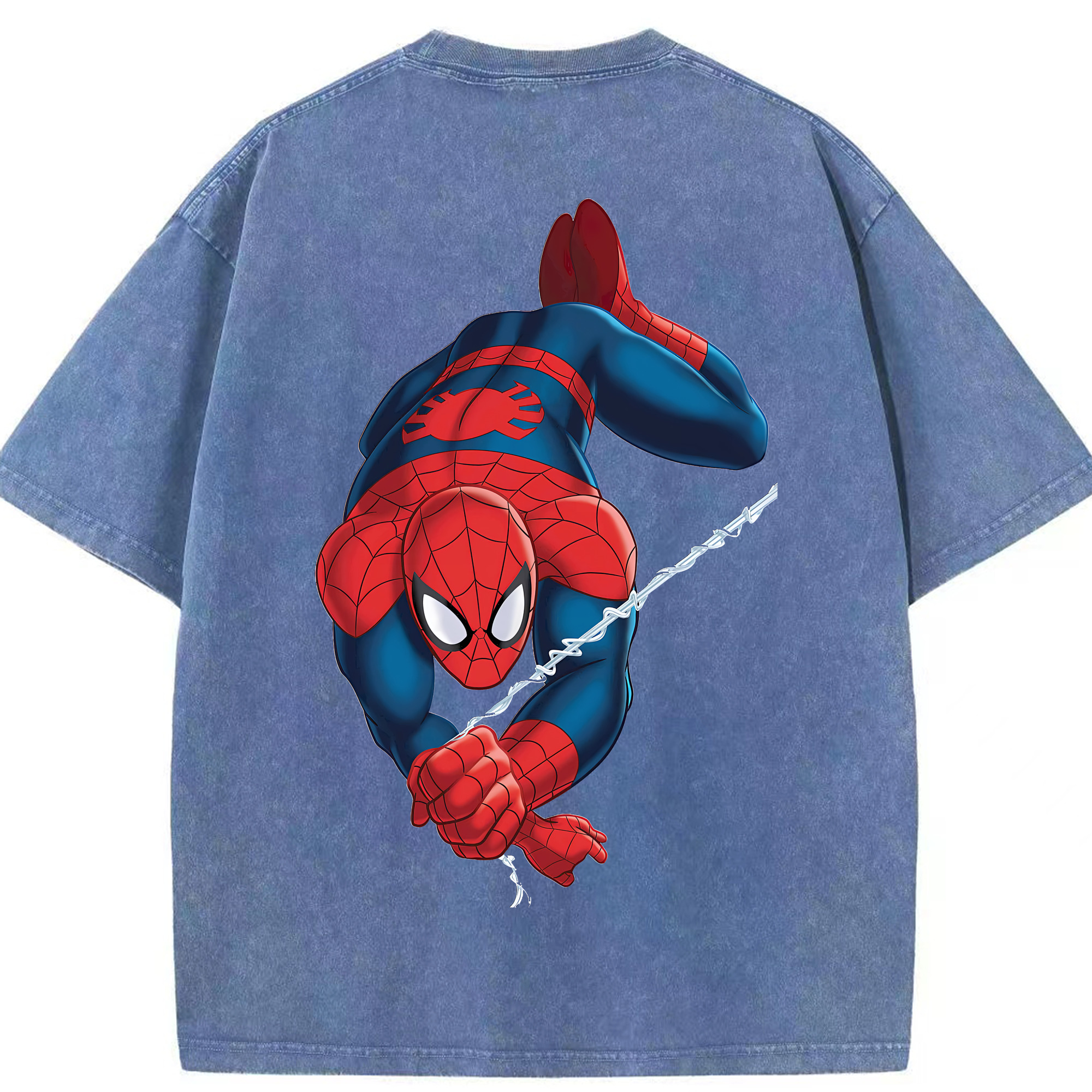 （画像用） Spider Man スパイダーマン 綿100% ヴィンテージ風 半袖Tシャツ（背面プリント）