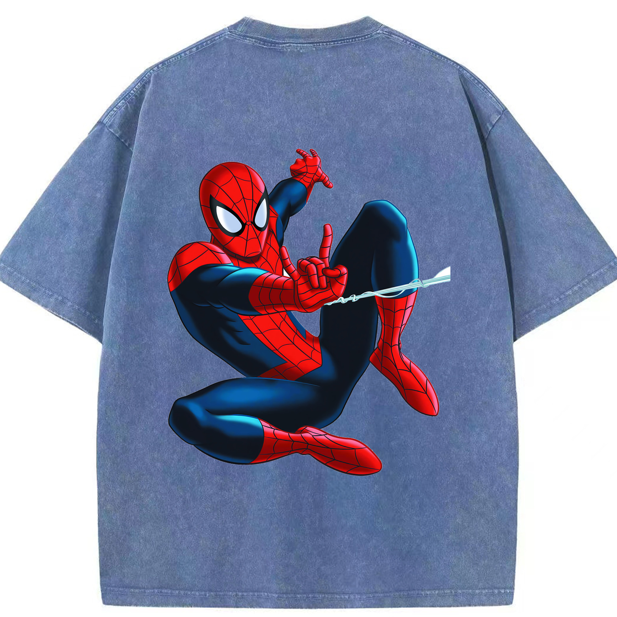（画像用） Spider Man スパイダーマン 綿100% ヴィンテージ風 半袖Tシャツ（背面プリント）