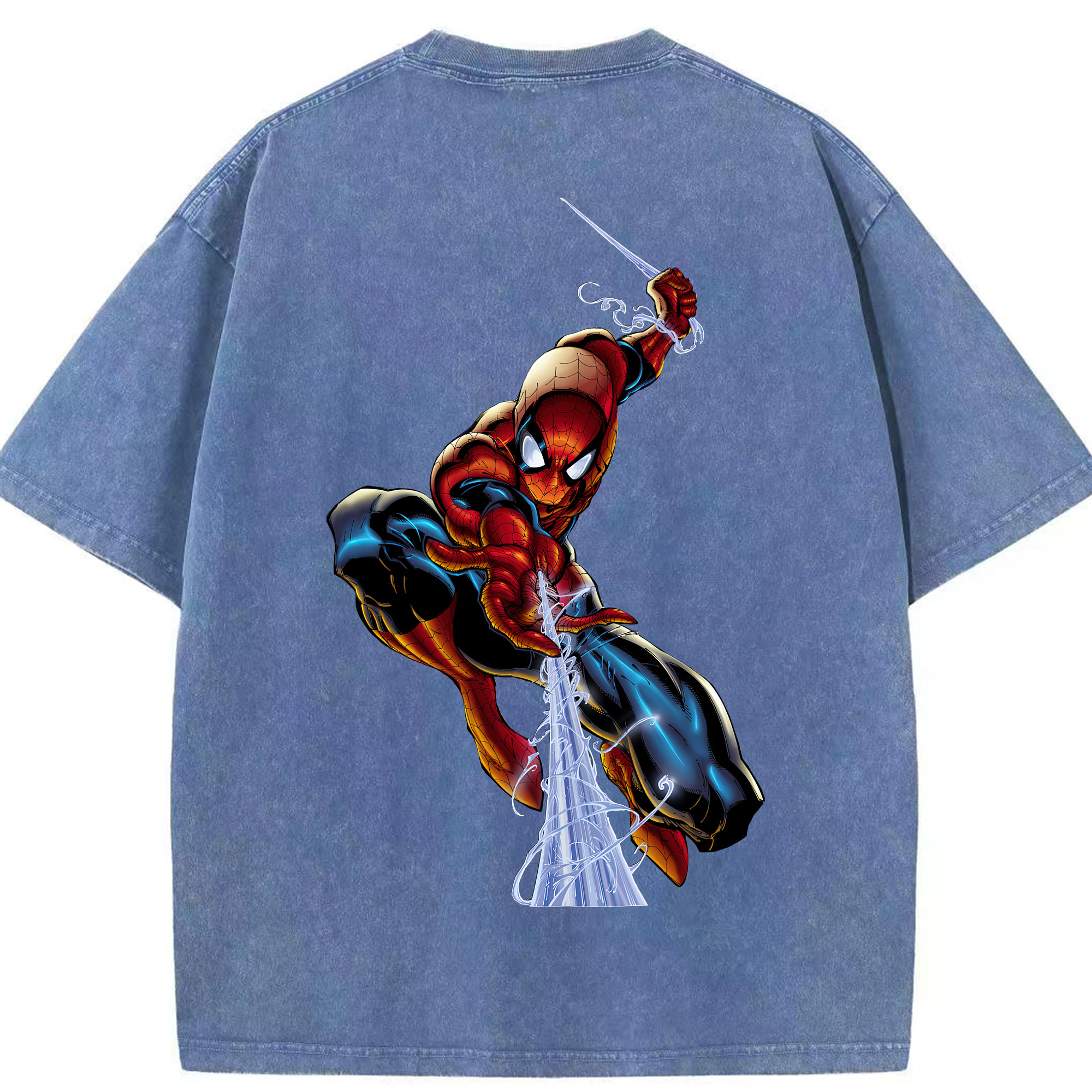 （画像用） Spider Man スパイダーマン 綿100% ヴィンテージ風 半袖Tシャツ（背面プリント）