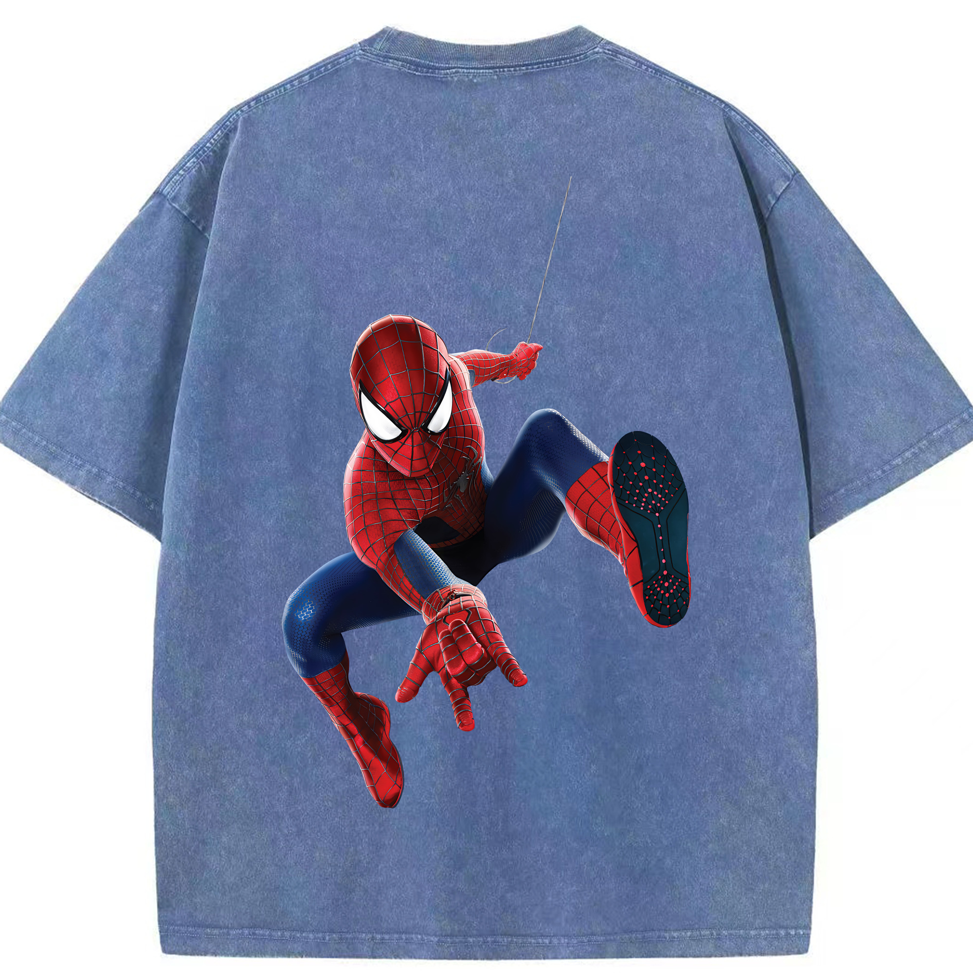 （画像用） Spider Man スパイダーマン 綿100% ヴィンテージ風 半袖Tシャツ（背面プリント）