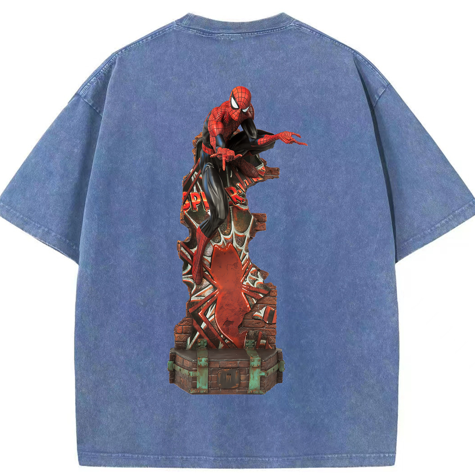 （画像用） Spider Man スパイダーマン 綿100% ヴィンテージ風 半袖Tシャツ（背面プリント）