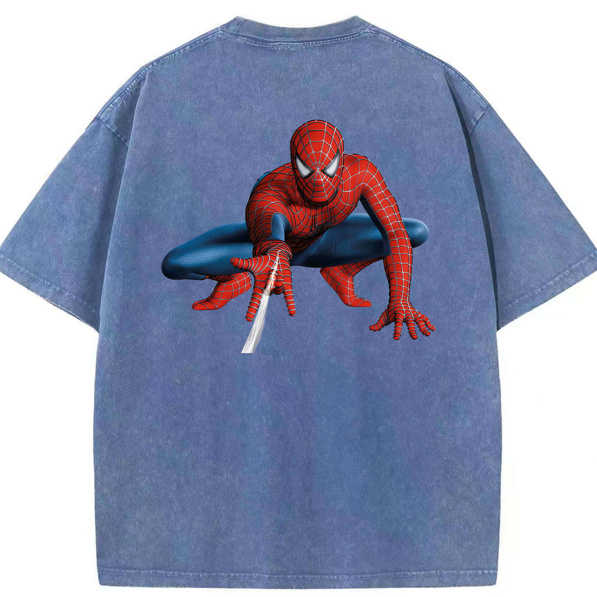 （画像用） Spider Man スパイダーマン 綿100% ヴィンテージ風 半袖Tシャツ（背面プリント）