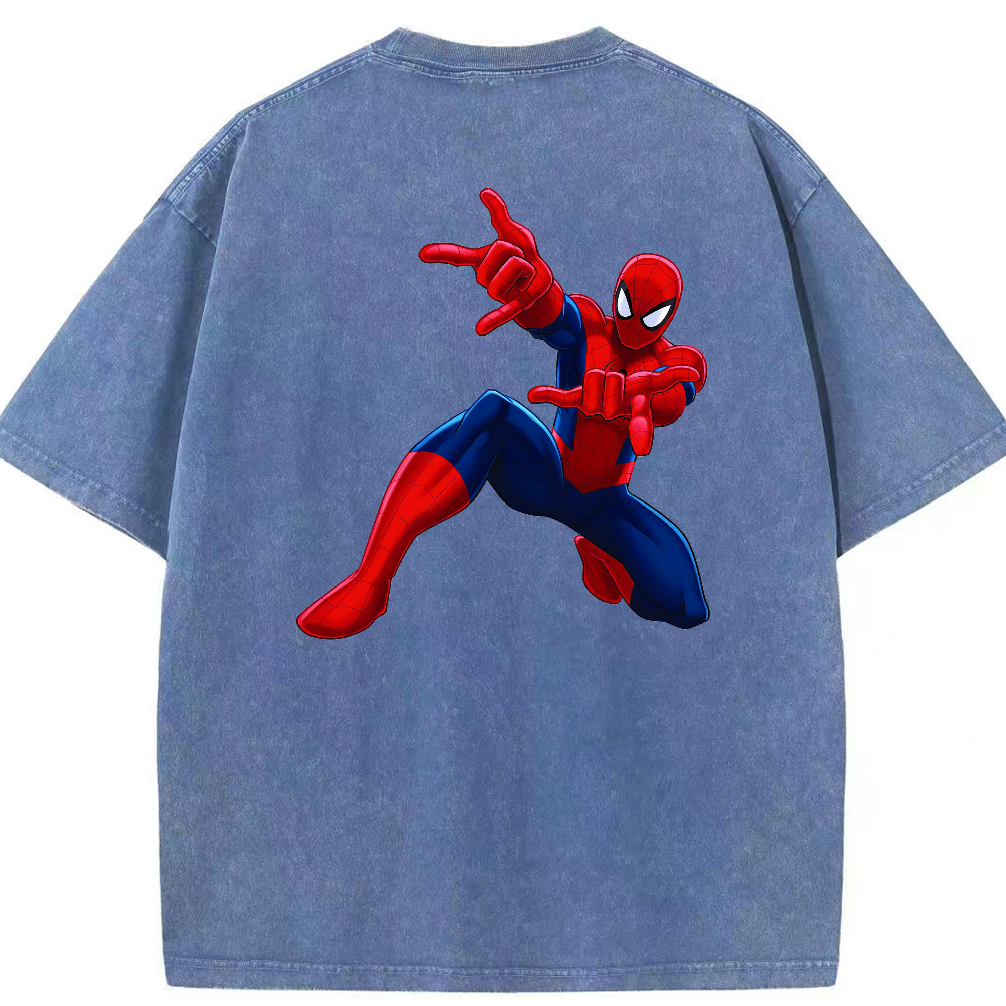 （画像用） Spider Man スパイダーマン 綿100% ヴィンテージ風 半袖Tシャツ（背面プリント）