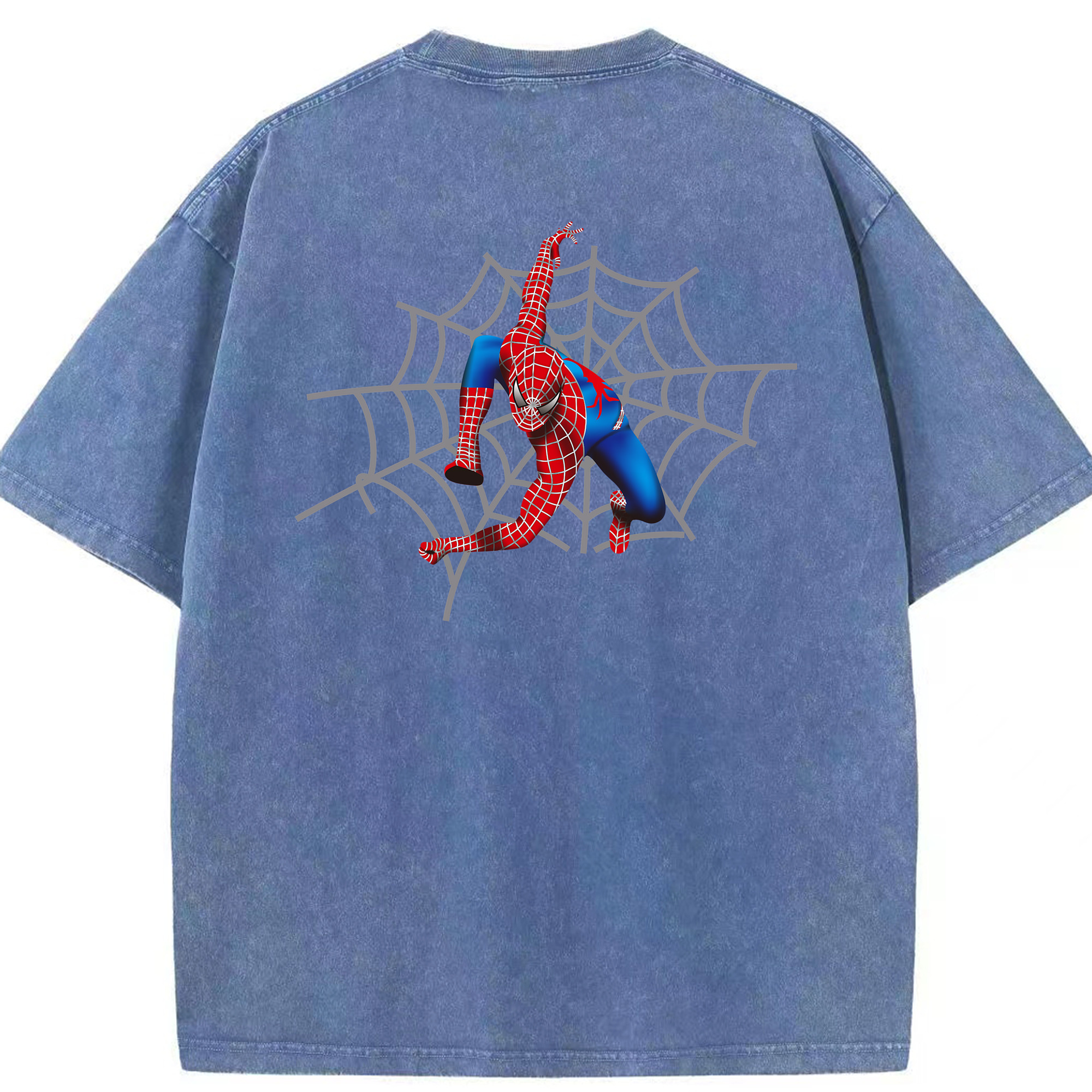 （画像用） Spider Man スパイダーマン 綿100% ヴィンテージ風 半袖Tシャツ（背面プリント）
