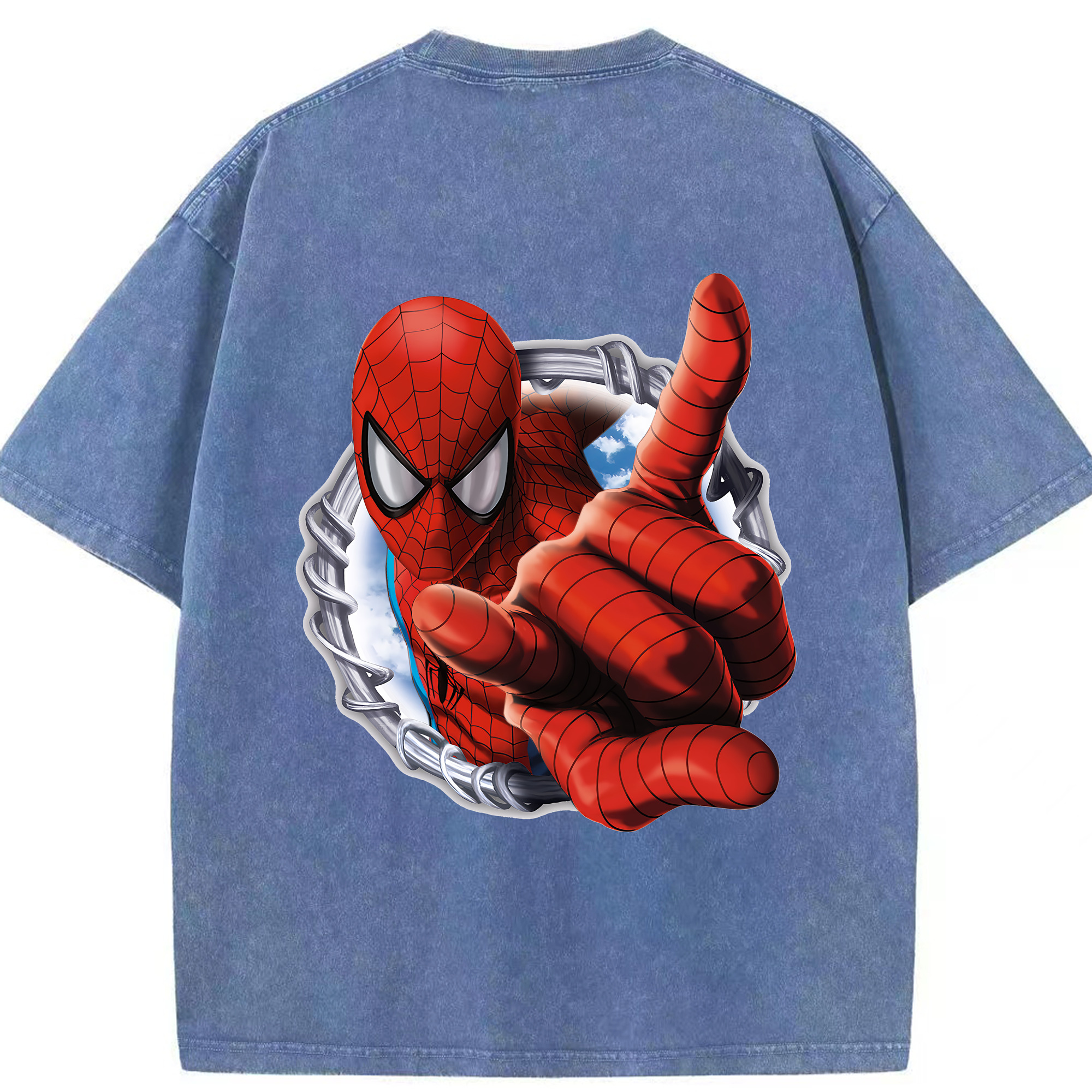 （画像用） Spider Man スパイダーマン 綿100% ヴィンテージ風 半袖Tシャツ（背面プリント）