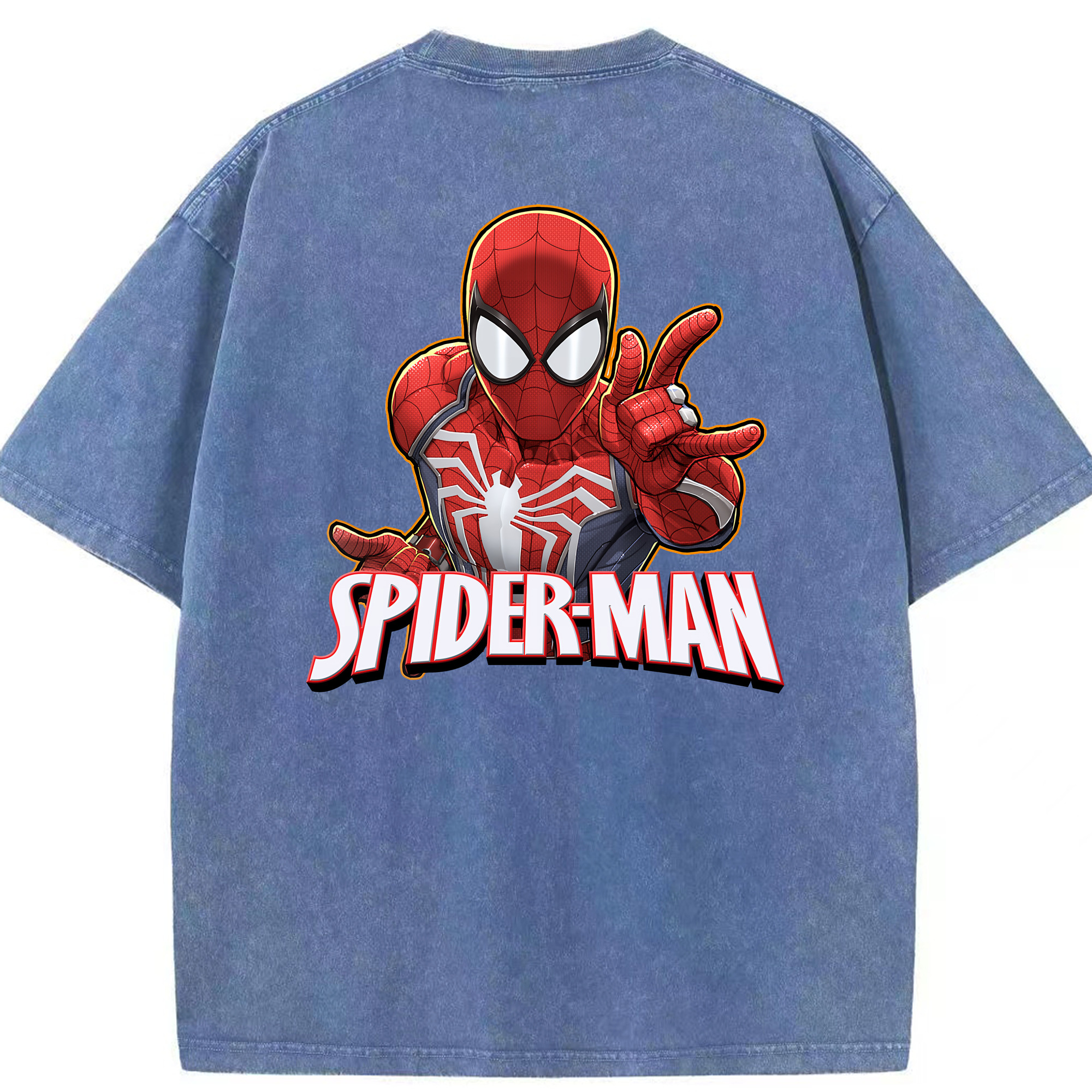 （画像用） Spider Man スパイダーマン 綿100% ヴィンテージ風 半袖Tシャツ（背面プリント）