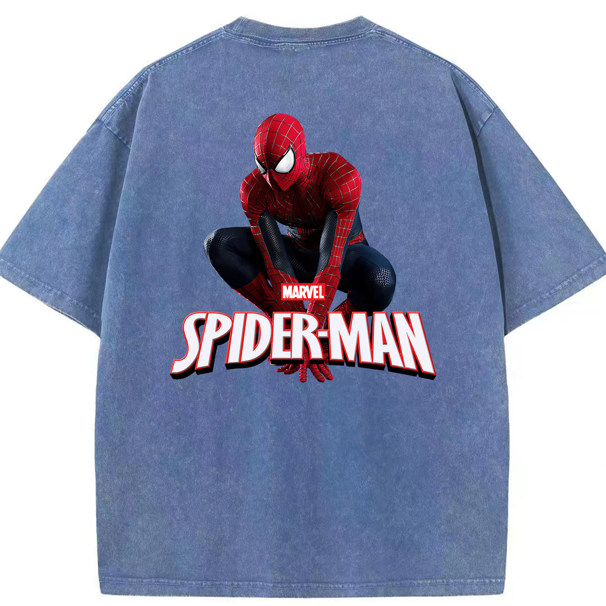 （画像用） Spider Man スパイダーマン 綿100% ヴィンテージ風 半袖Tシャツ（背面プリント）