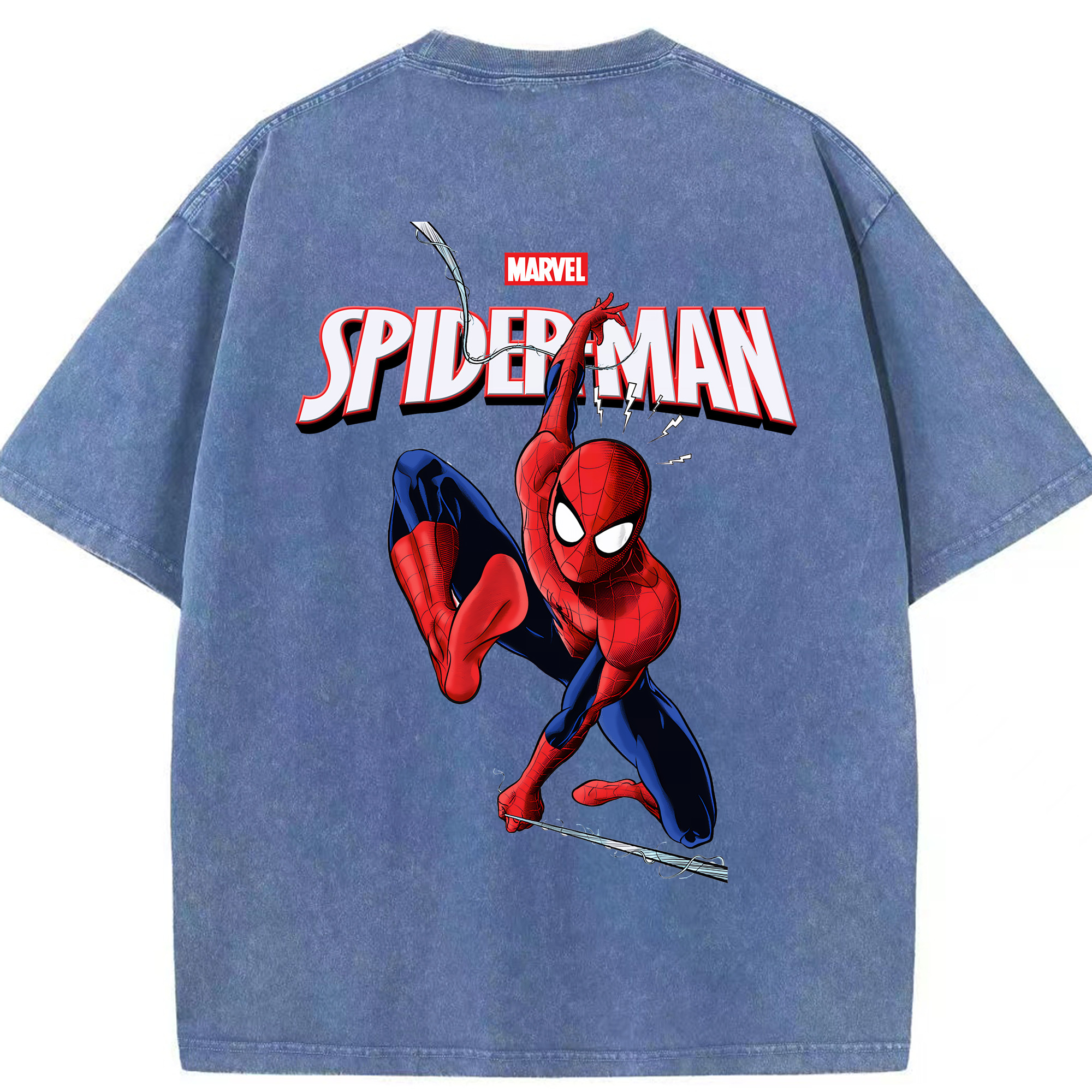 （画像用） Spider Man スパイダーマン 綿100% ヴィンテージ風 半袖Tシャツ（背面プリント）