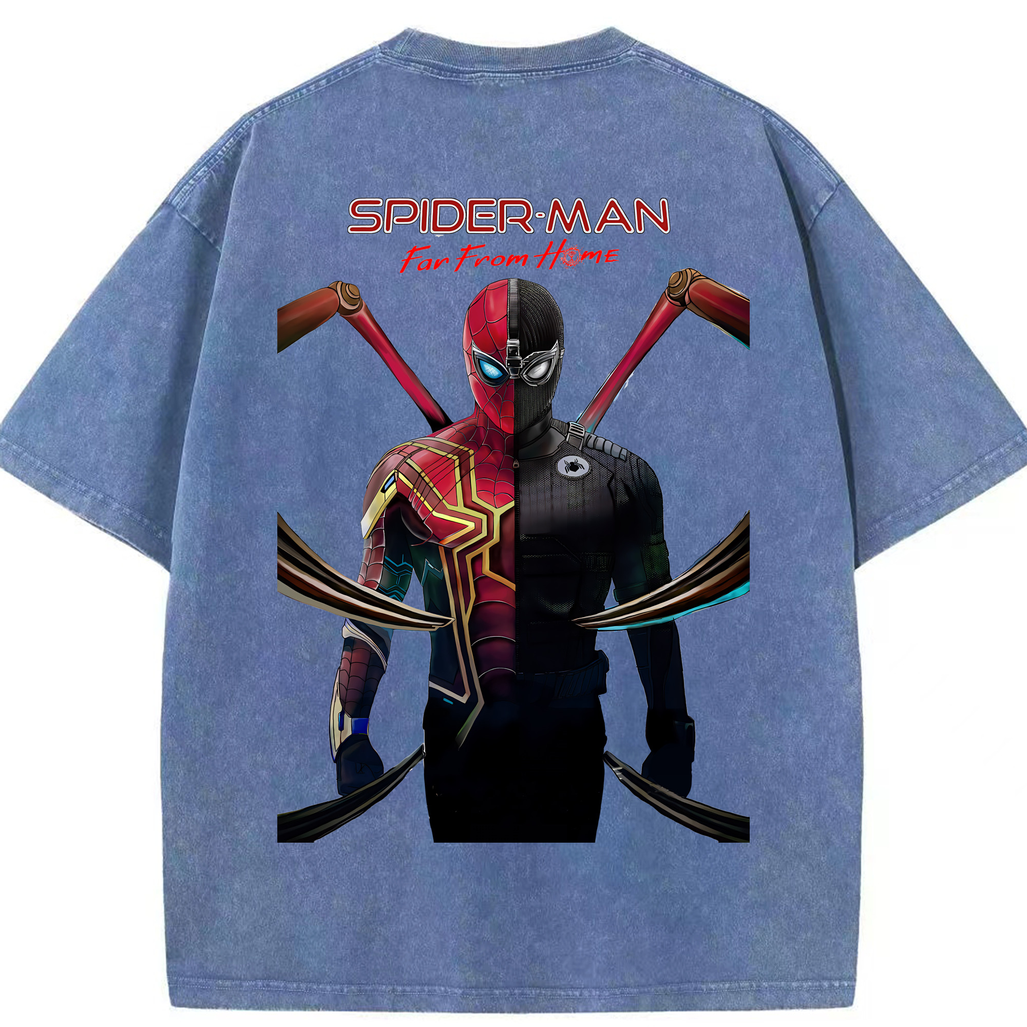 （画像用） Spider Man スパイダーマン 綿100% ヴィンテージ風 半袖Tシャツ（背面プリント）