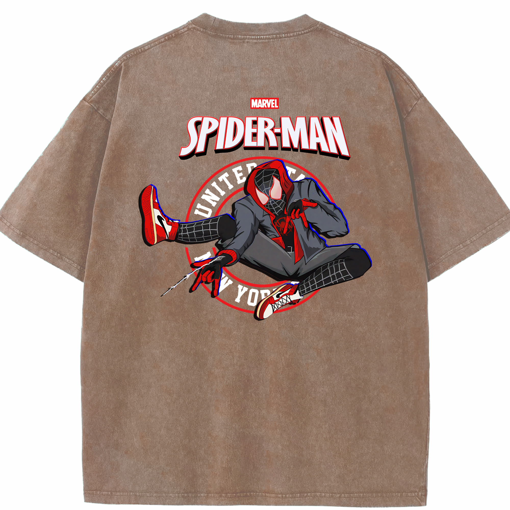 （画像用） Spider Man スパイダーマン 綿100% ヴィンテージ風 半袖Tシャツ（背面プリント）