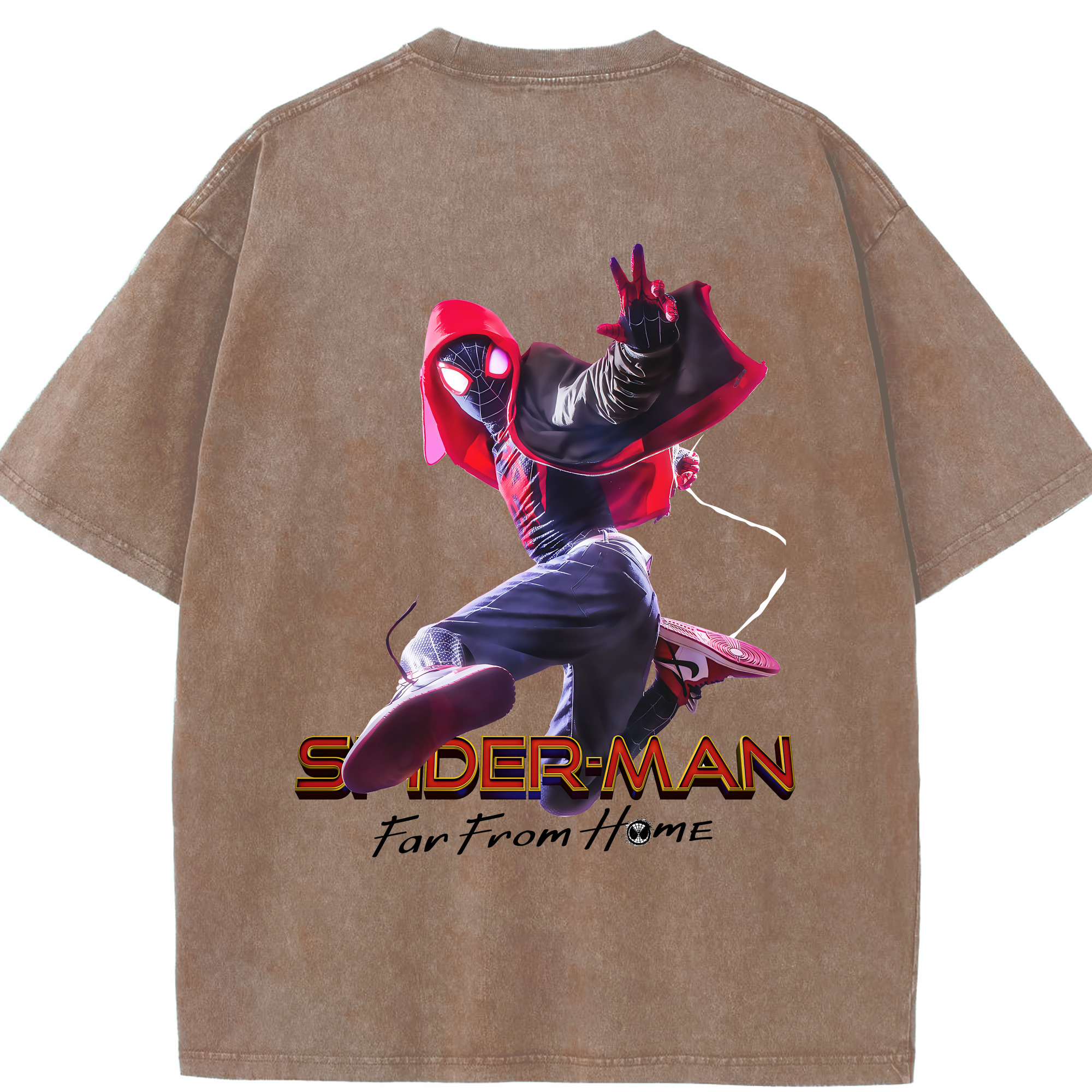 （画像用） Spider Man スパイダーマン 綿100% ヴィンテージ風 半袖Tシャツ（背面プリント）
