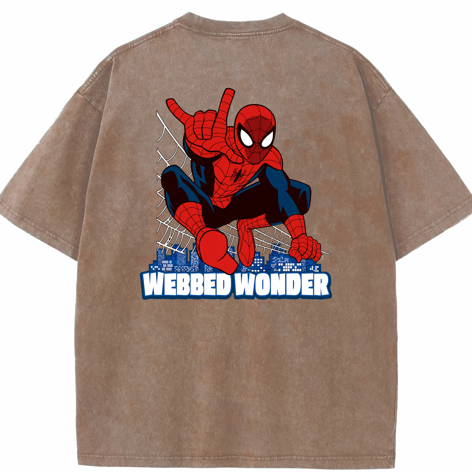 （画像用） Spider Man スパイダーマン 綿100% ヴィンテージ風 半袖Tシャツ（背面プリント）