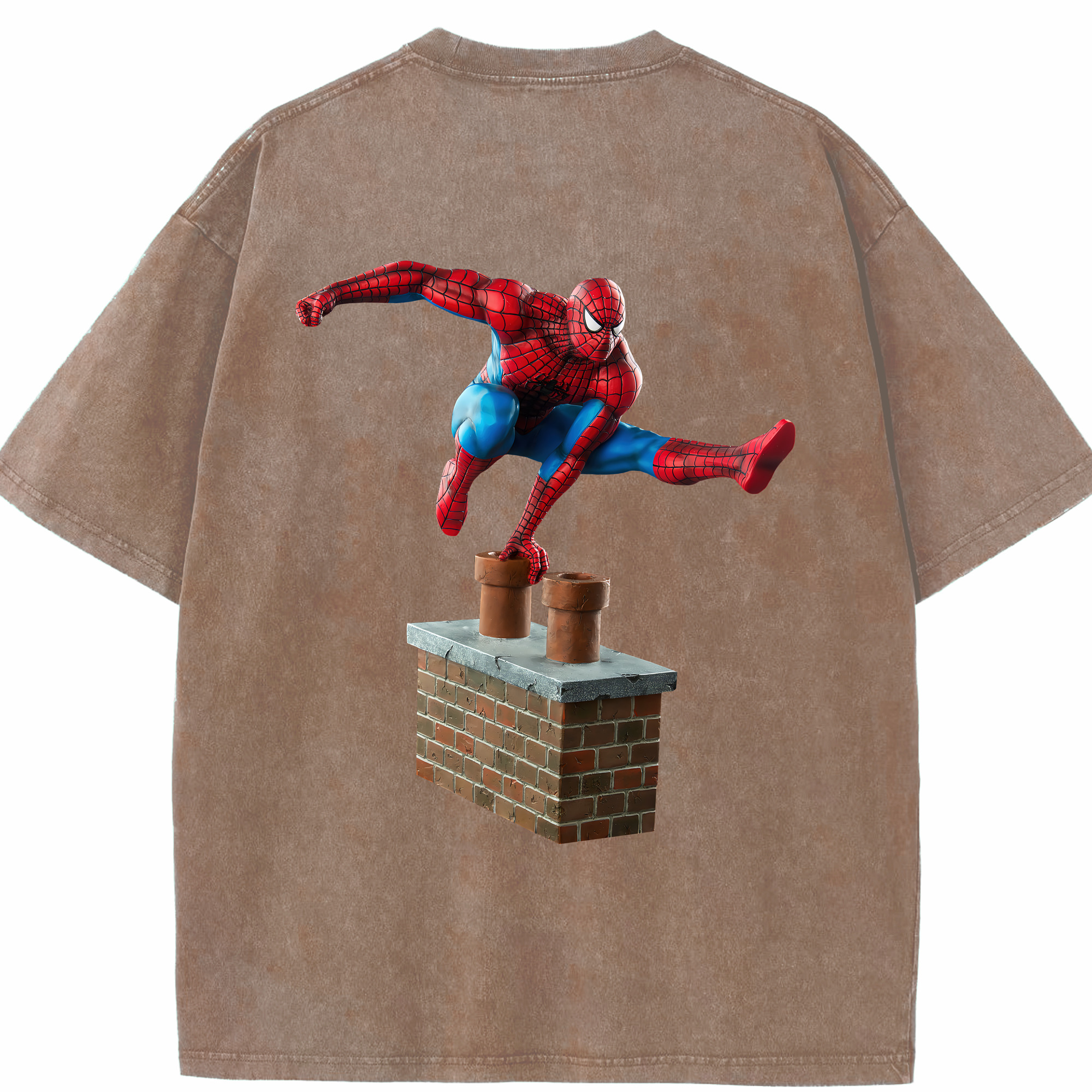 （画像用） Spider Man スパイダーマン 綿100% ヴィンテージ風 半袖Tシャツ（背面プリント）