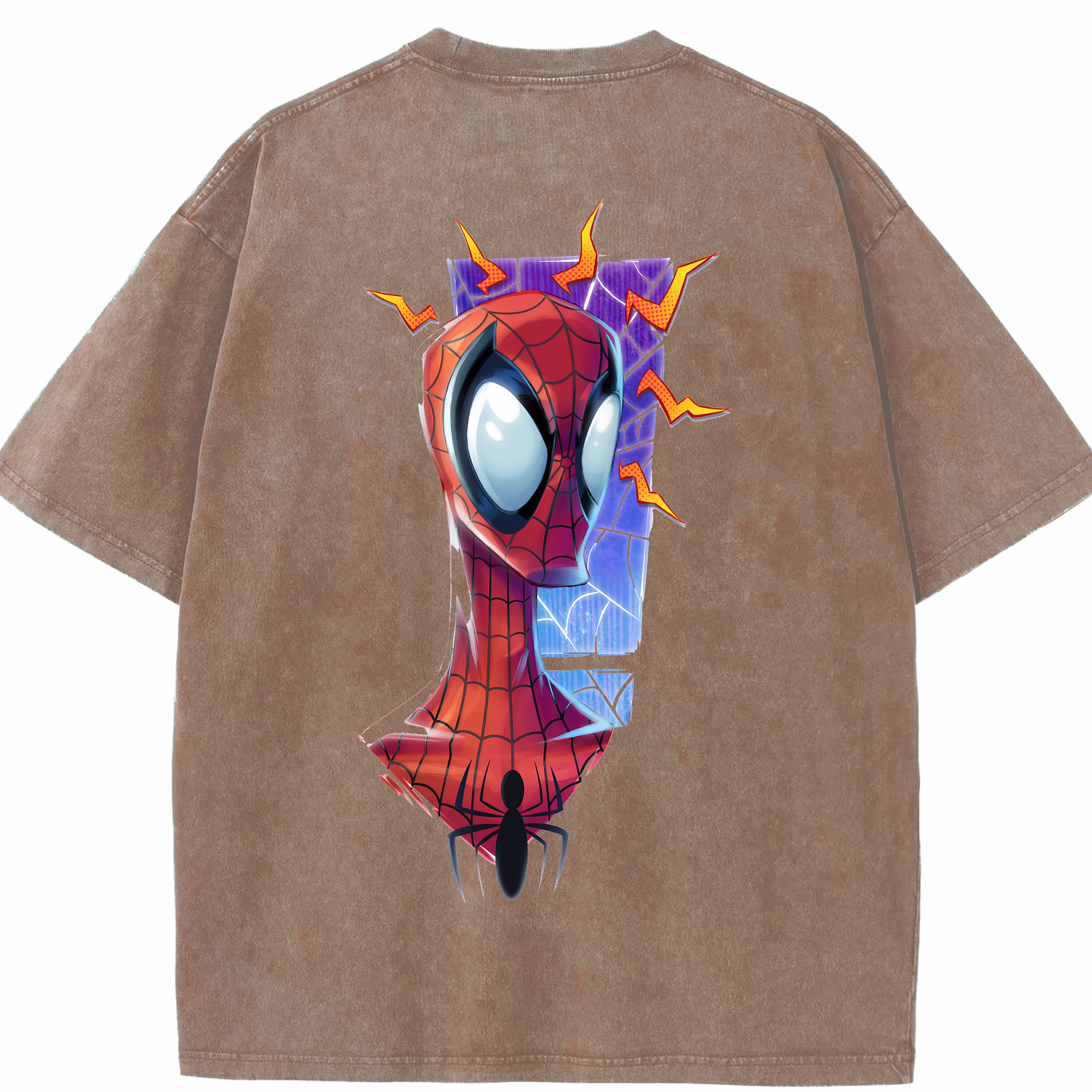 （画像用） Spider Man スパイダーマン 綿100% ヴィンテージ風 半袖Tシャツ（背面プリント）