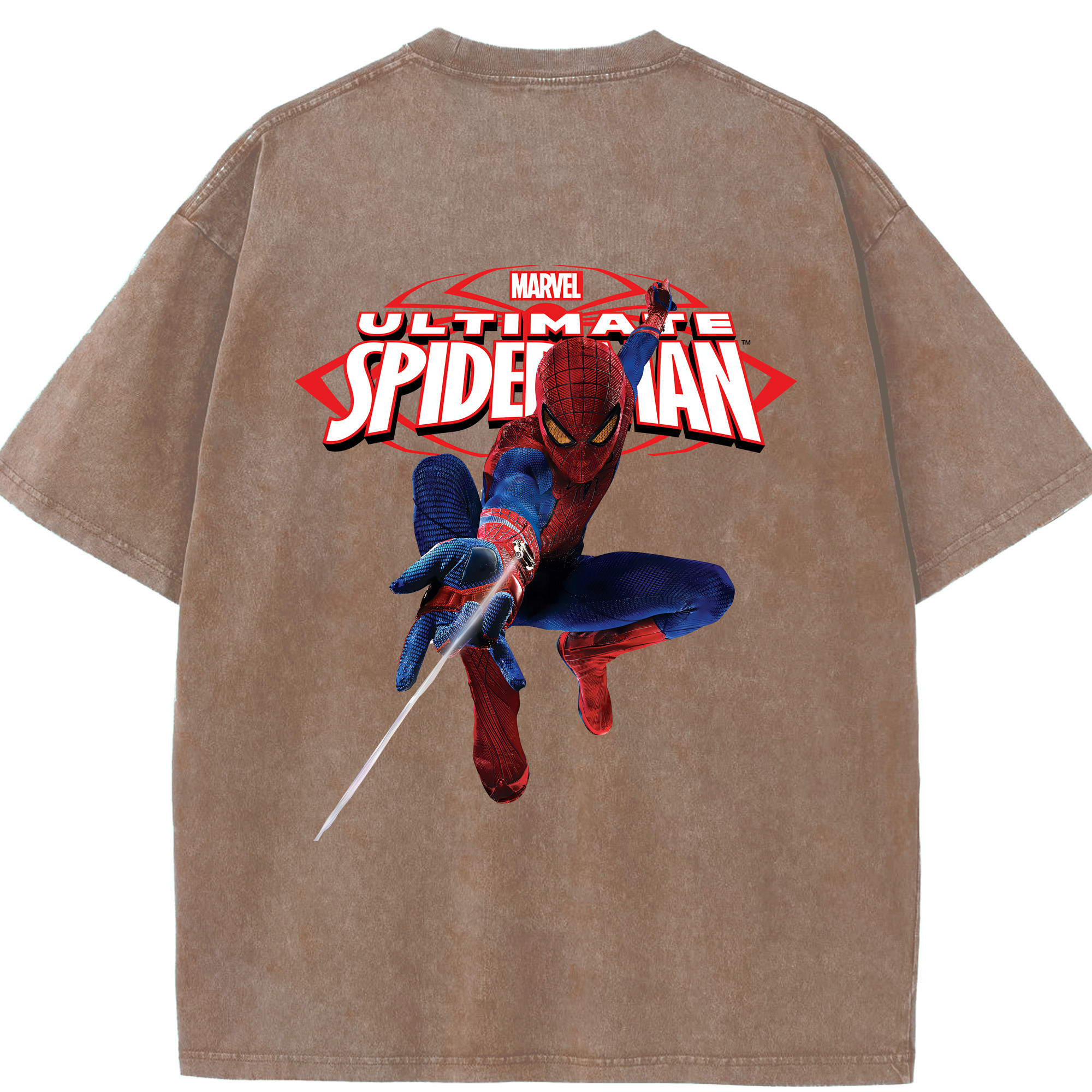 （画像用） Spider Man スパイダーマン 綿100% ヴィンテージ風 半袖Tシャツ（背面プリント）