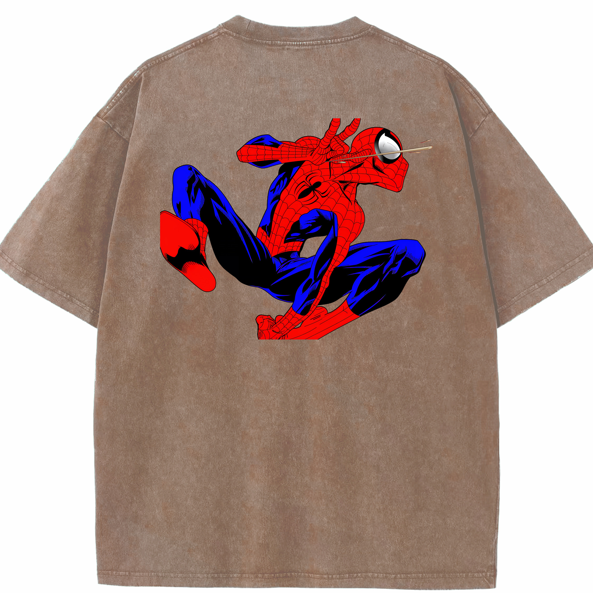 （画像用） Spider Man スパイダーマン 綿100% ヴィンテージ風 半袖Tシャツ（背面プリント）