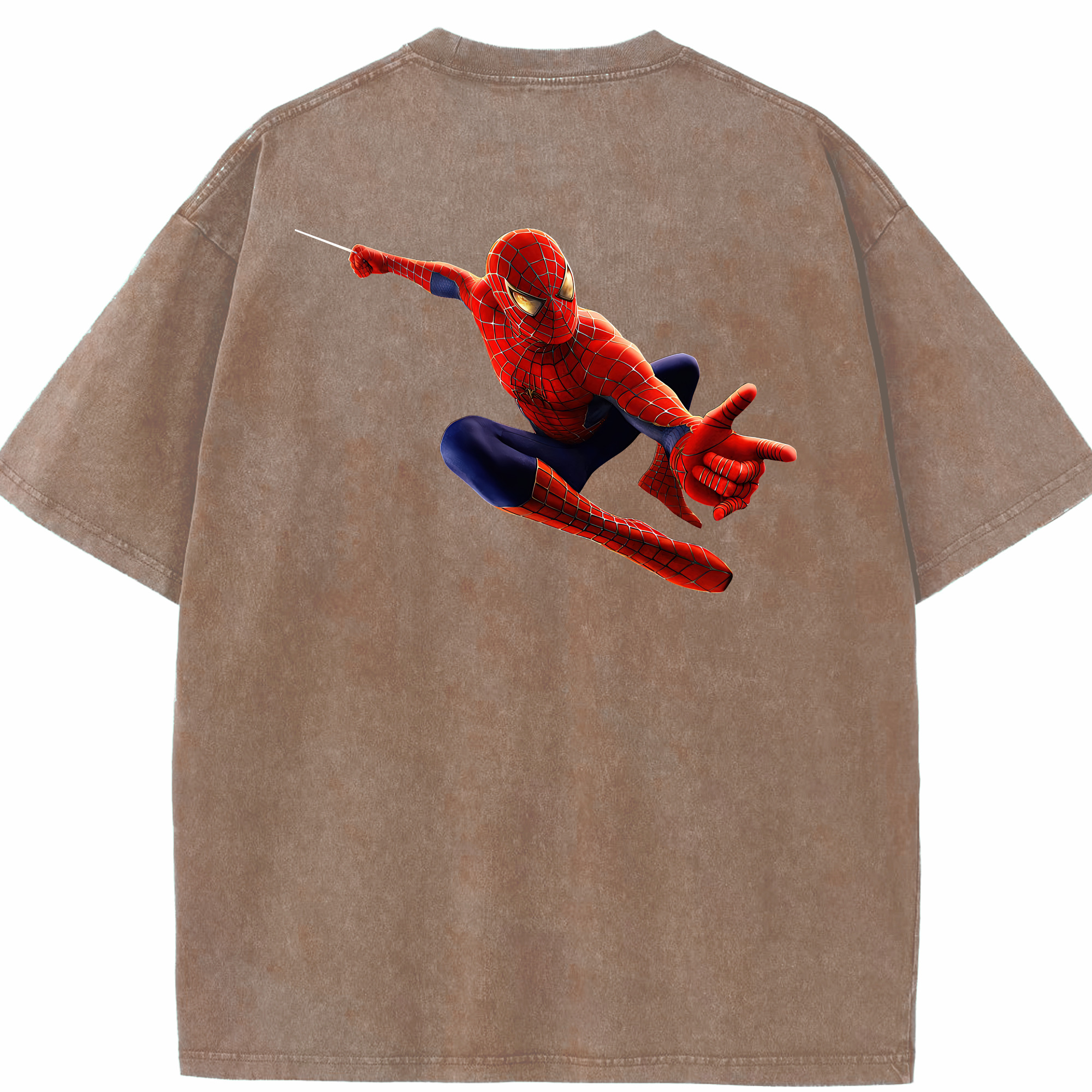 （画像用） Spider Man スパイダーマン 綿100% ヴィンテージ風 半袖Tシャツ（背面プリント）