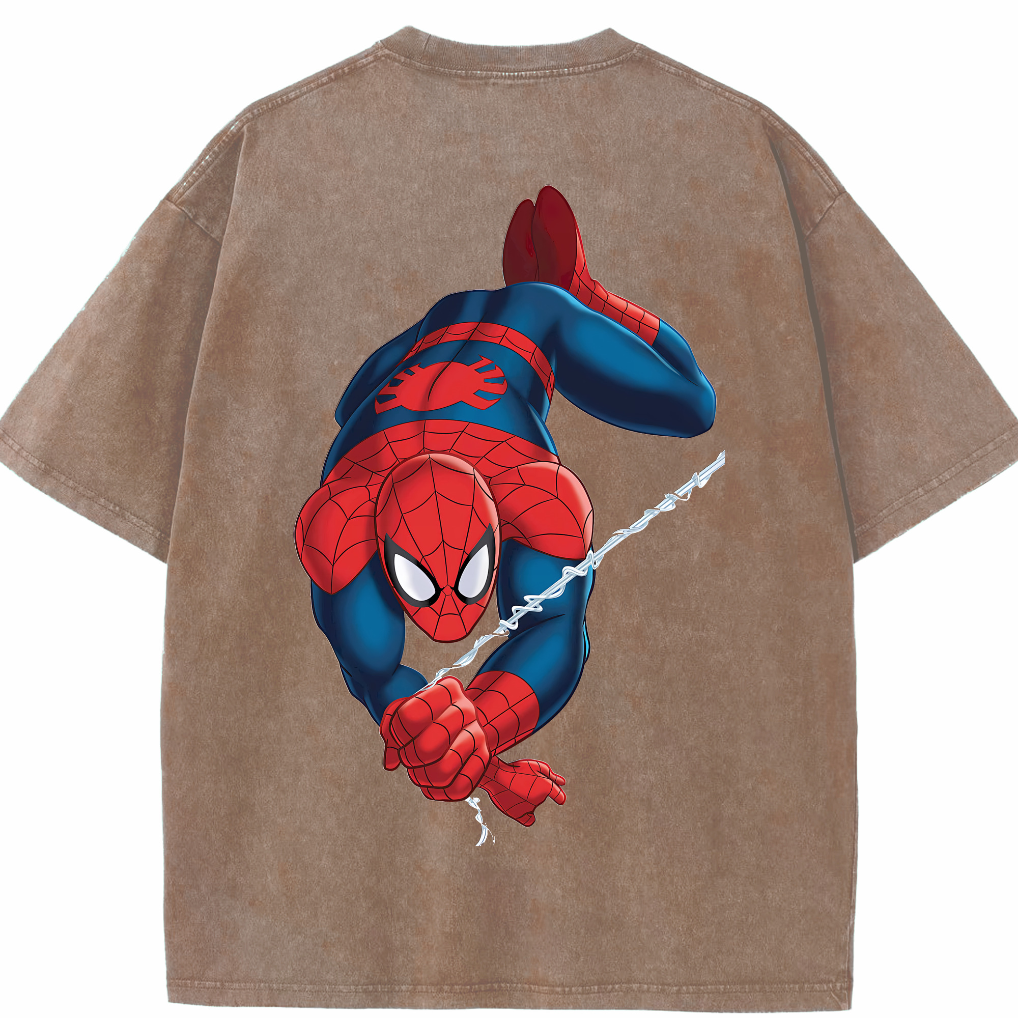 （画像用） Spider Man スパイダーマン 綿100% ヴィンテージ風 半袖Tシャツ（背面プリント）