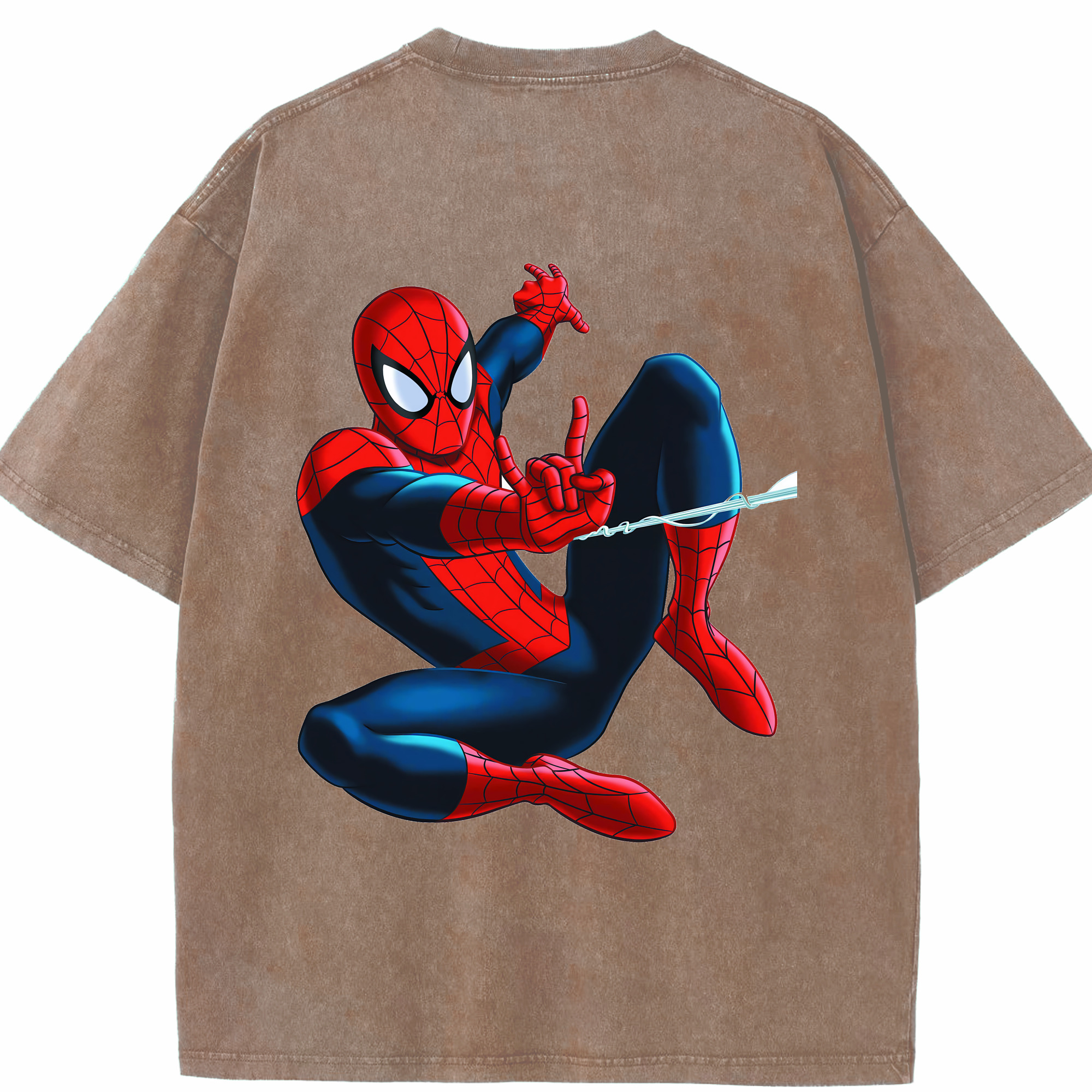 （画像用） Spider Man スパイダーマン 綿100% ヴィンテージ風 半袖Tシャツ（背面プリント）